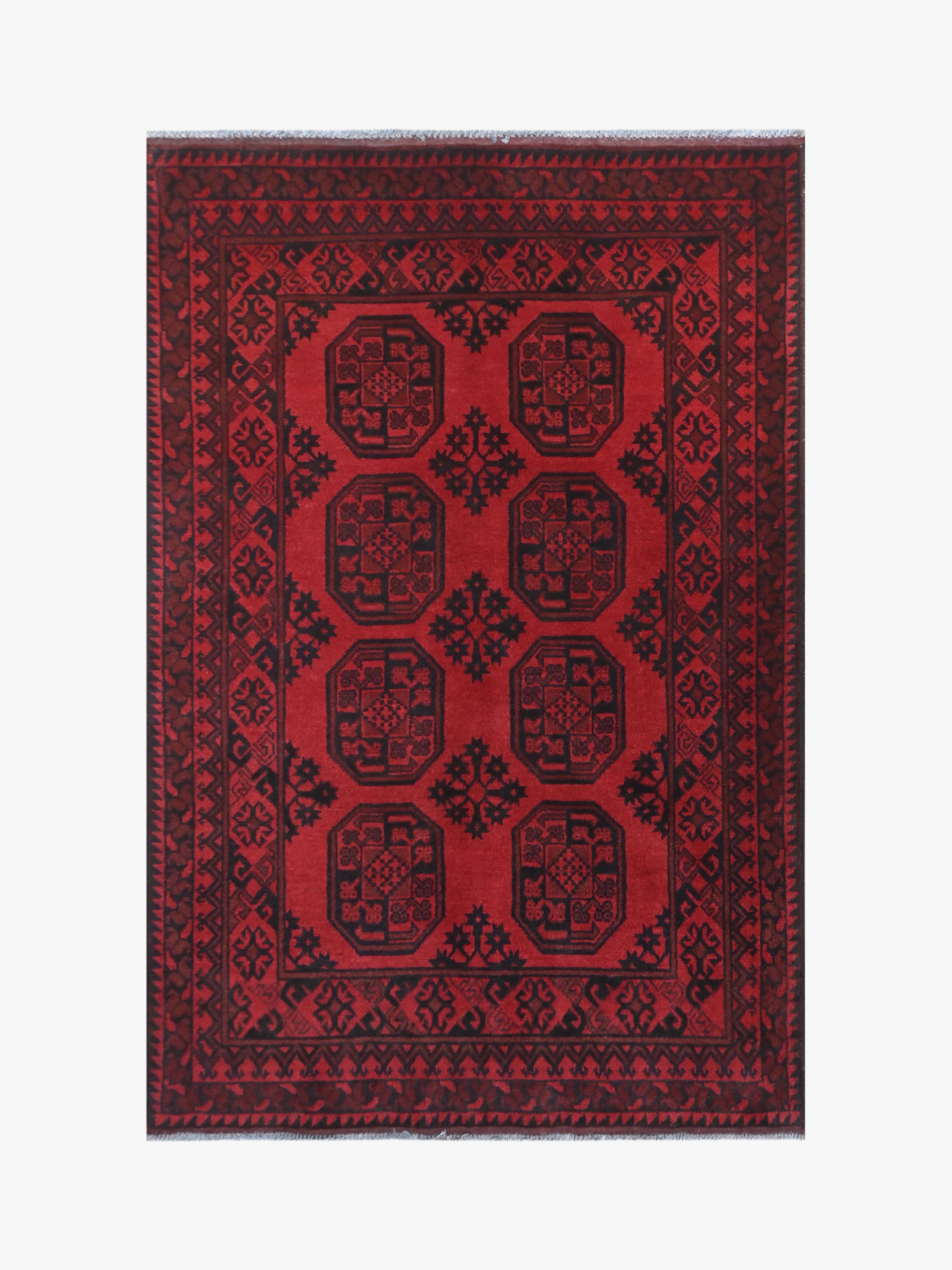 Red Afghan Red Rug PC 57770 - 1.89m X 1.27m