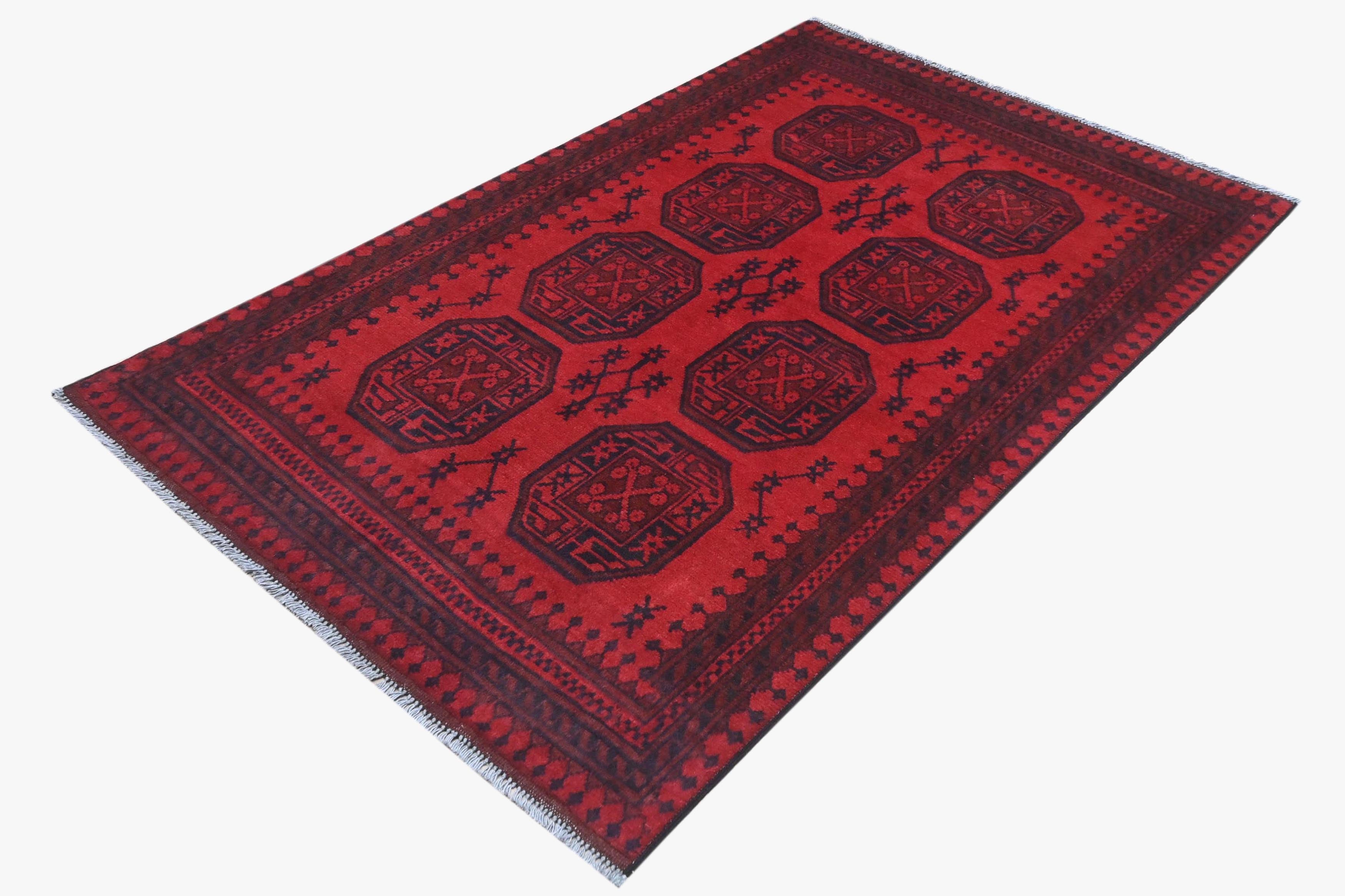 Red Afghan Red Rug PC 57771 - 1.79m X 1.15m