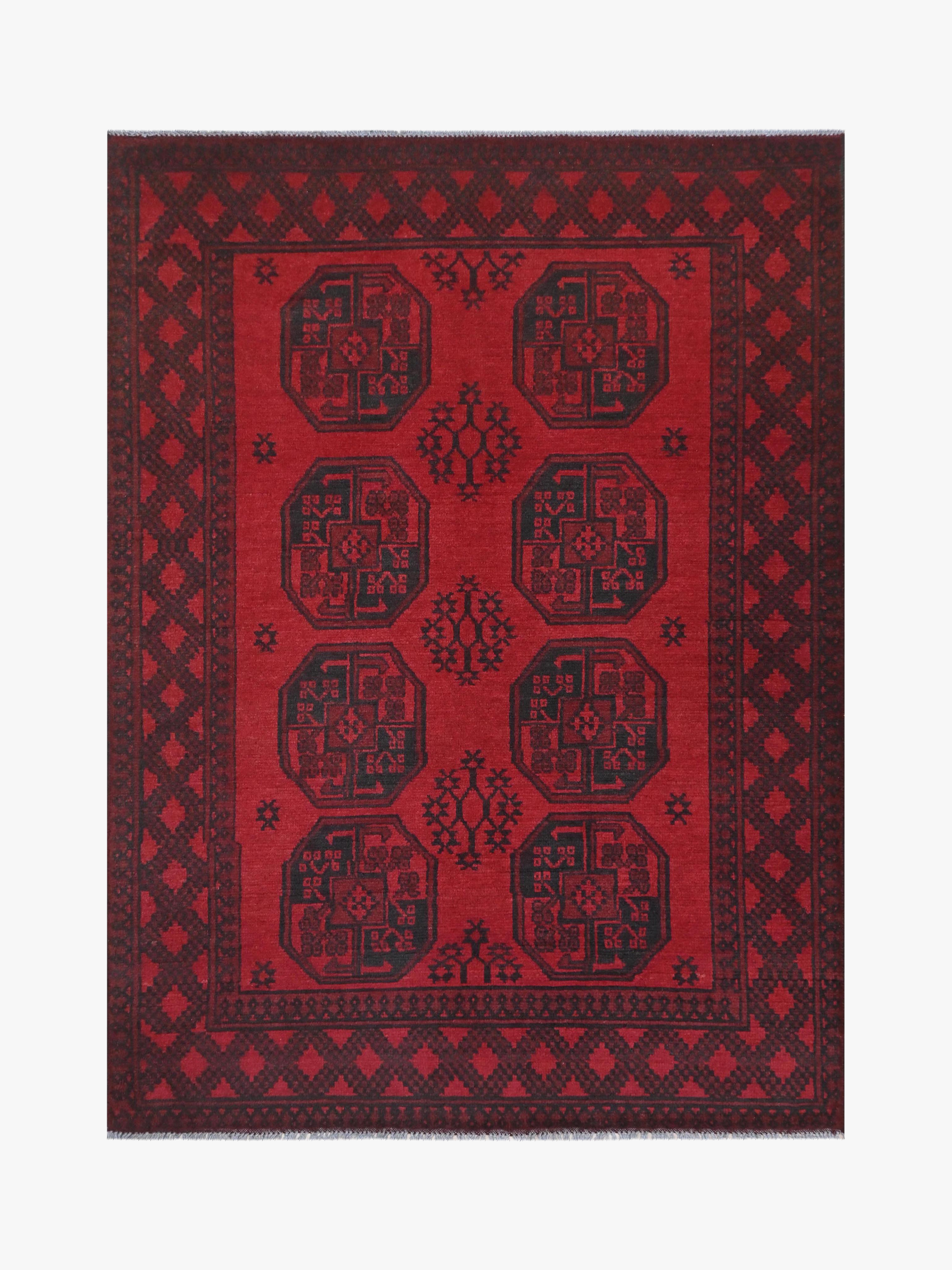 Red Afghan Red Rug PC 57766 - 1.71m X 1.21m