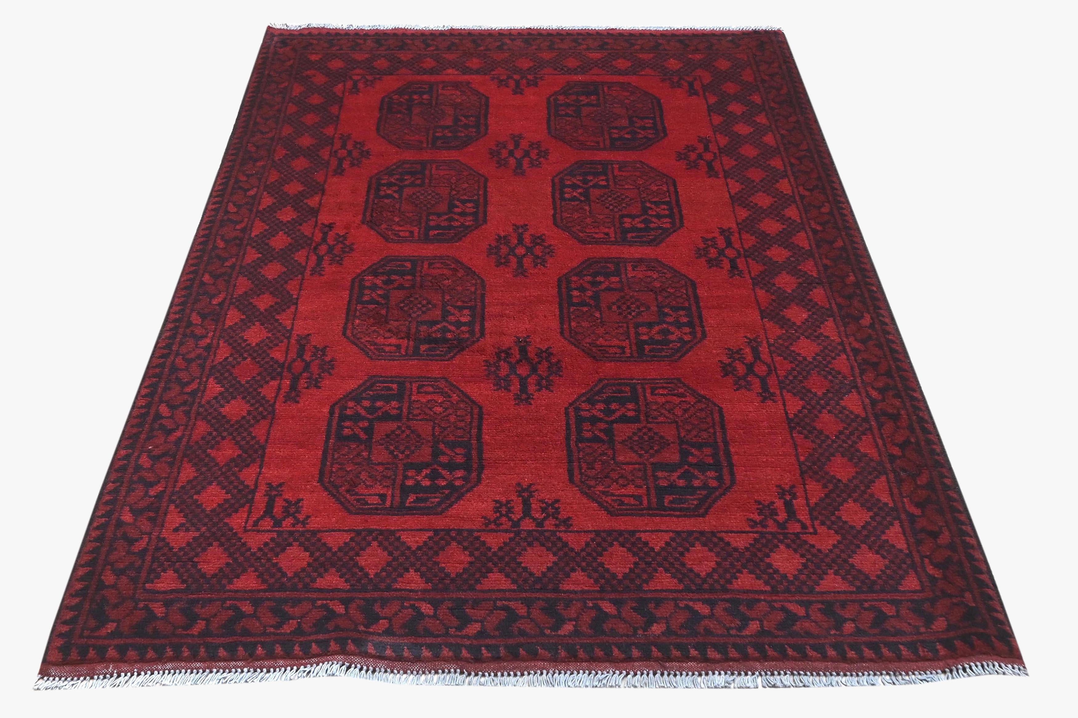 Red Afghan Red Rug PC 57764 - 1.77m X 1.28m