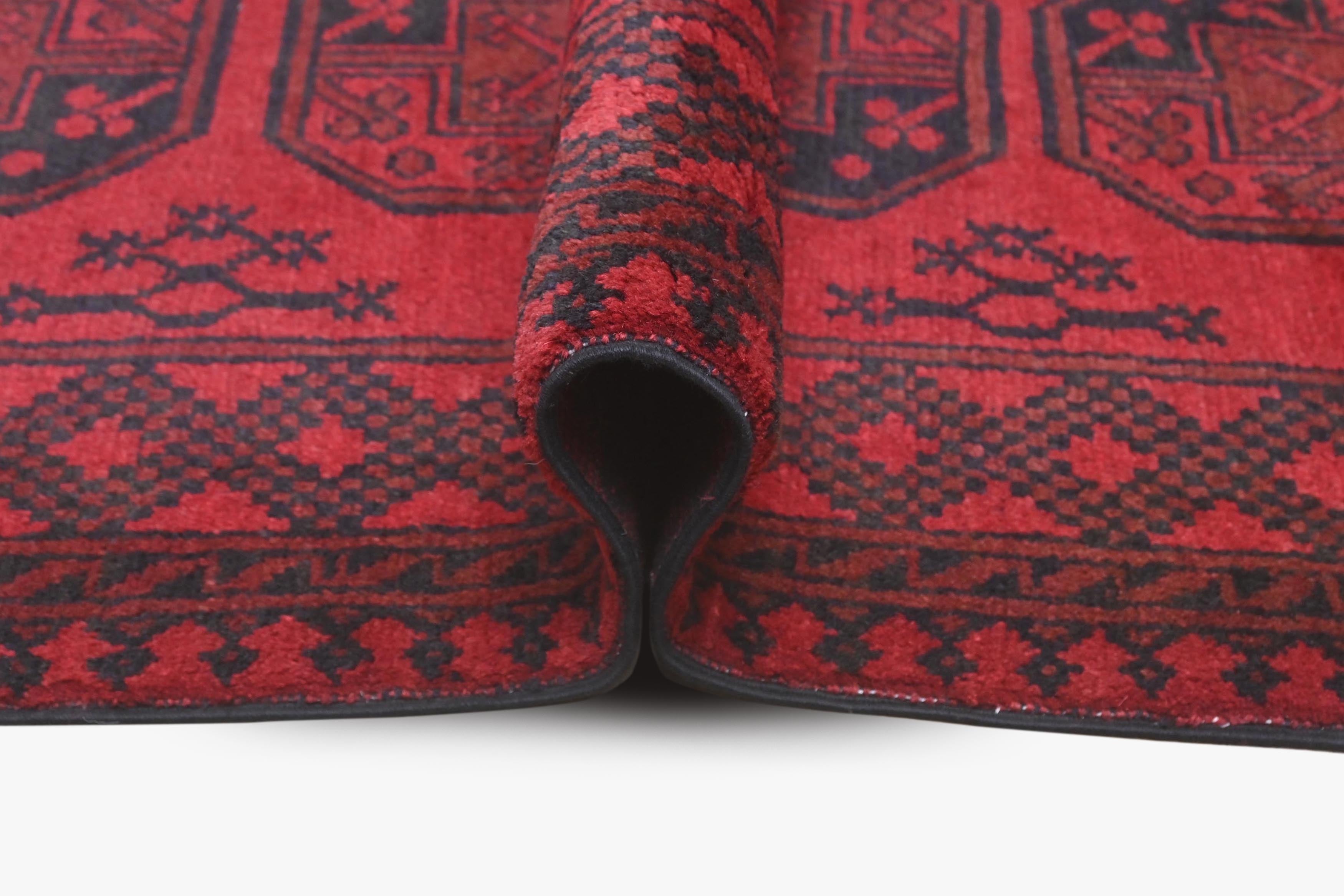 Red Afghan Red Rug PC 57768 - 1.89m X 1.28m