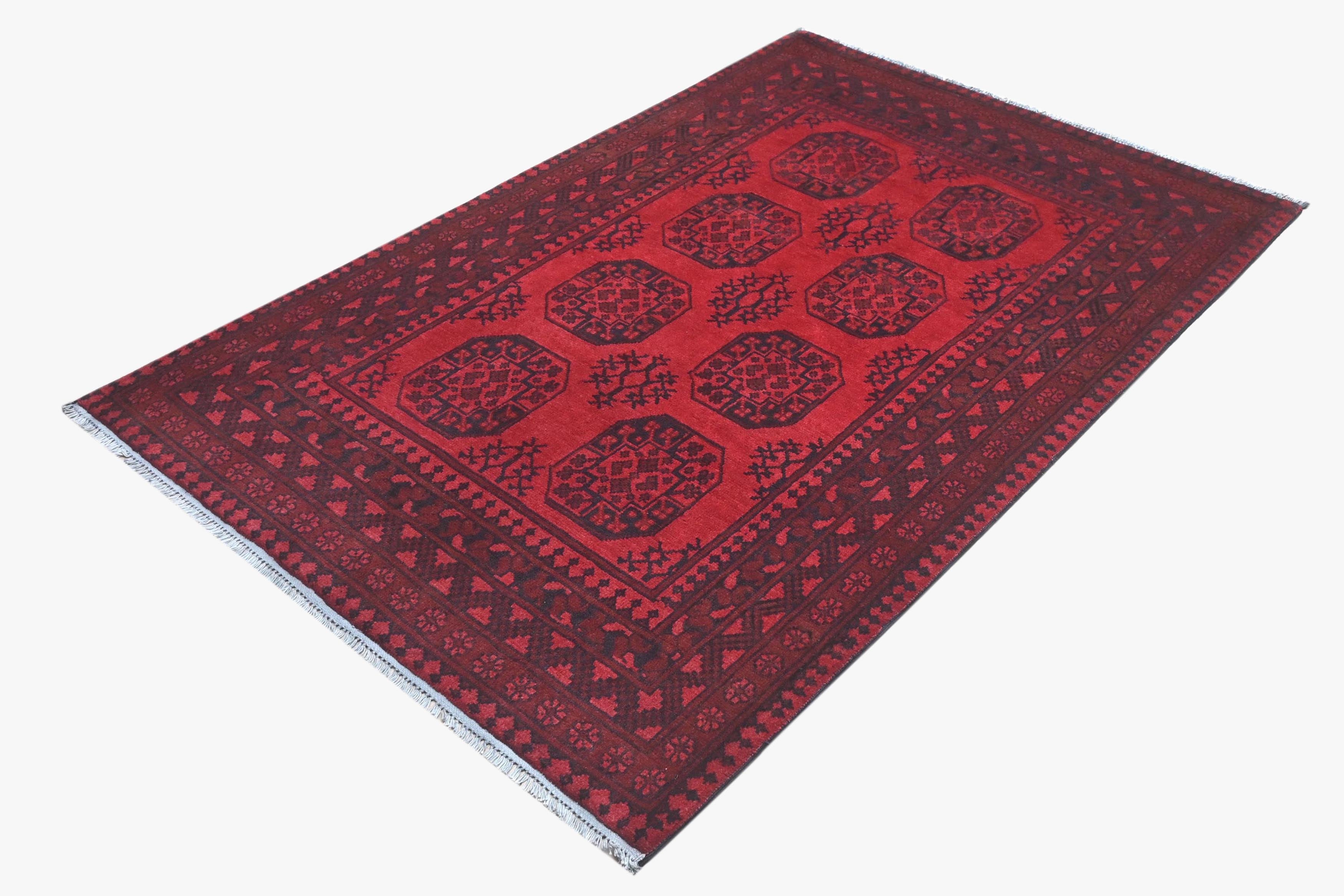 Red Afghan Red Rug PC 57767 - 1.90m X 1.26m