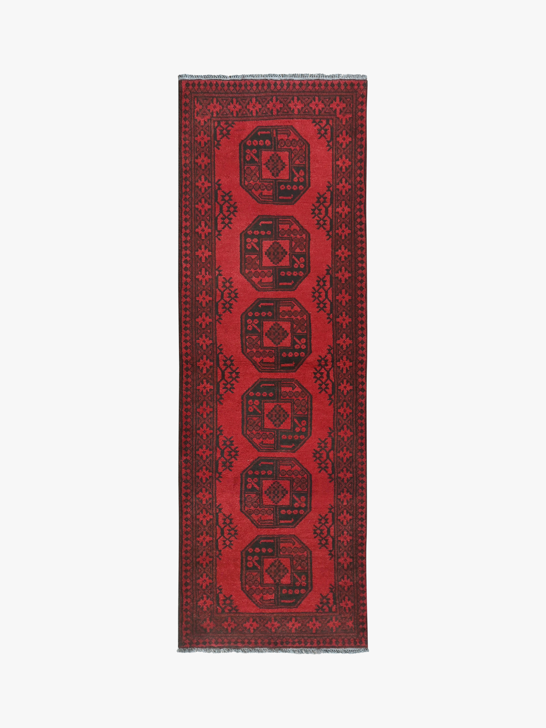 Red Afghan Rug PC 50701 - 2.44m X 0.78m