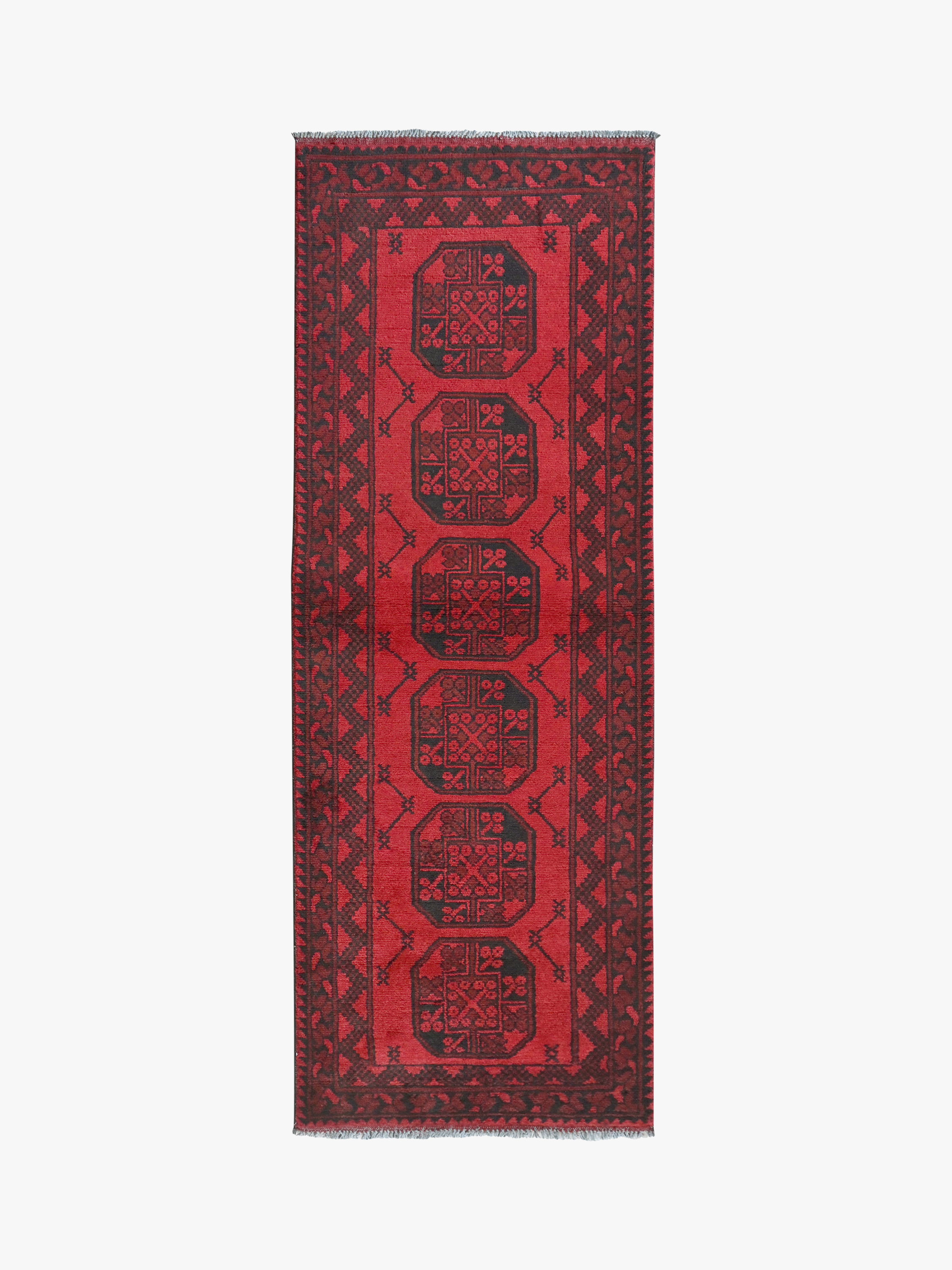 Red Afghan Rug PC 50703 - 2.44m X 0.76m