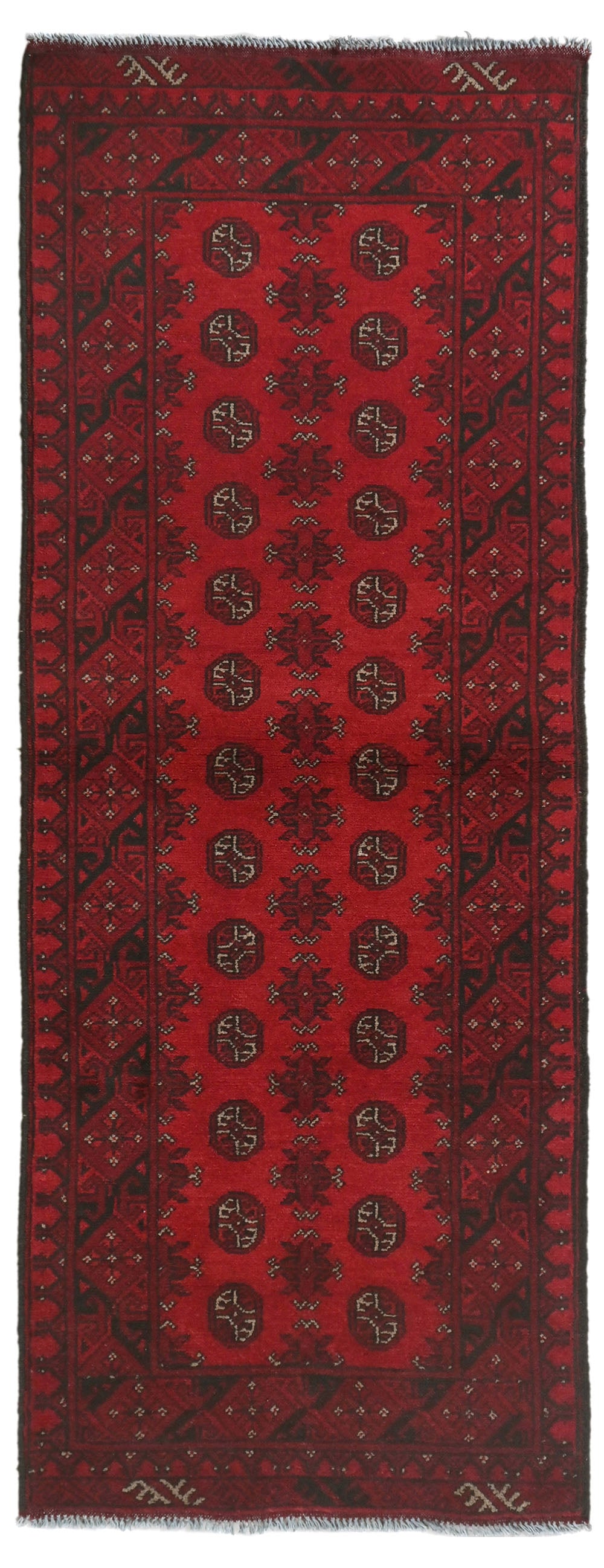 Red Afghan Rug PC 50699 - 2.43m X 0.78m