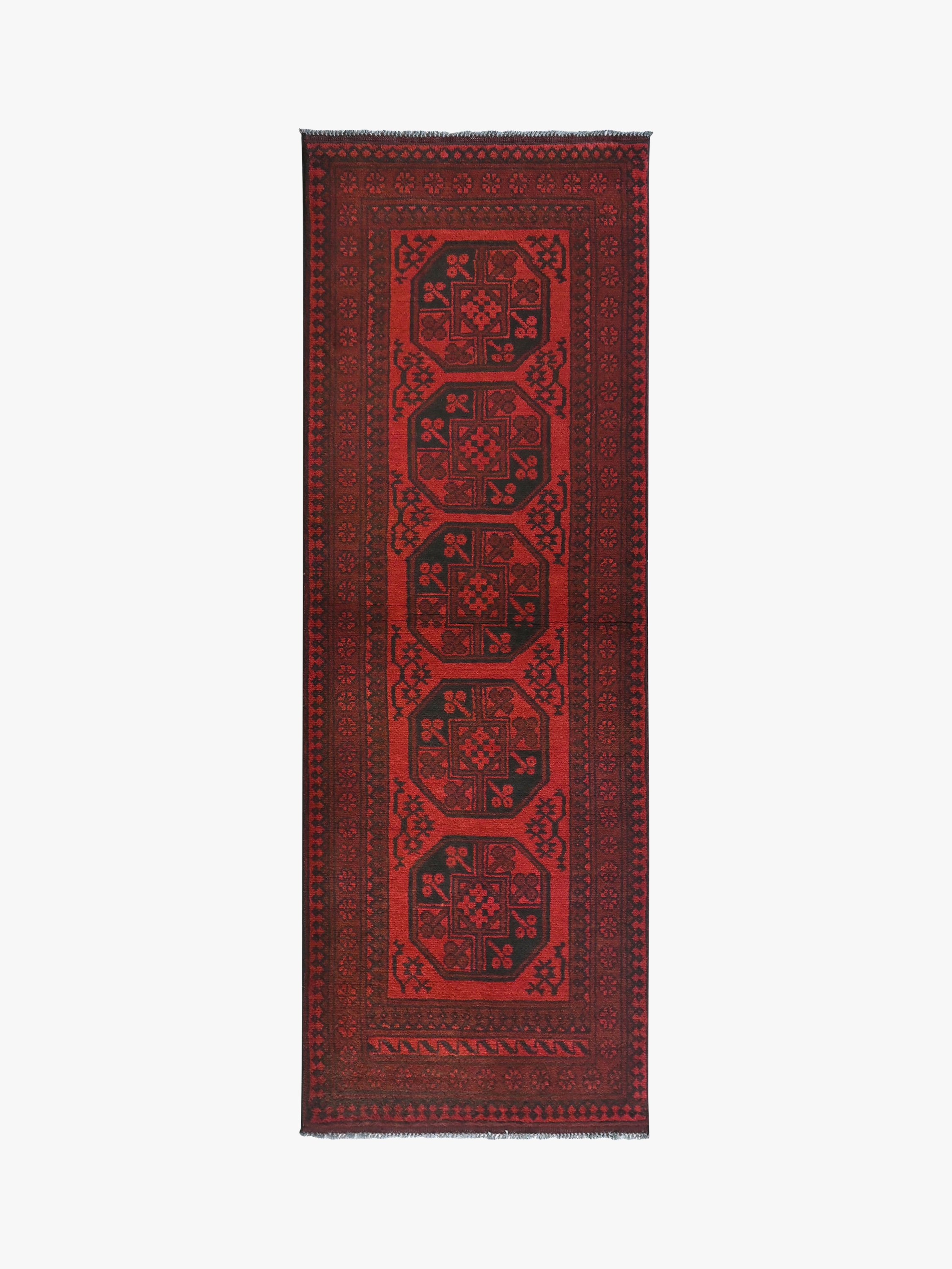 Red Afghan Rug PC 50704 - 2.45m X 0.74m
