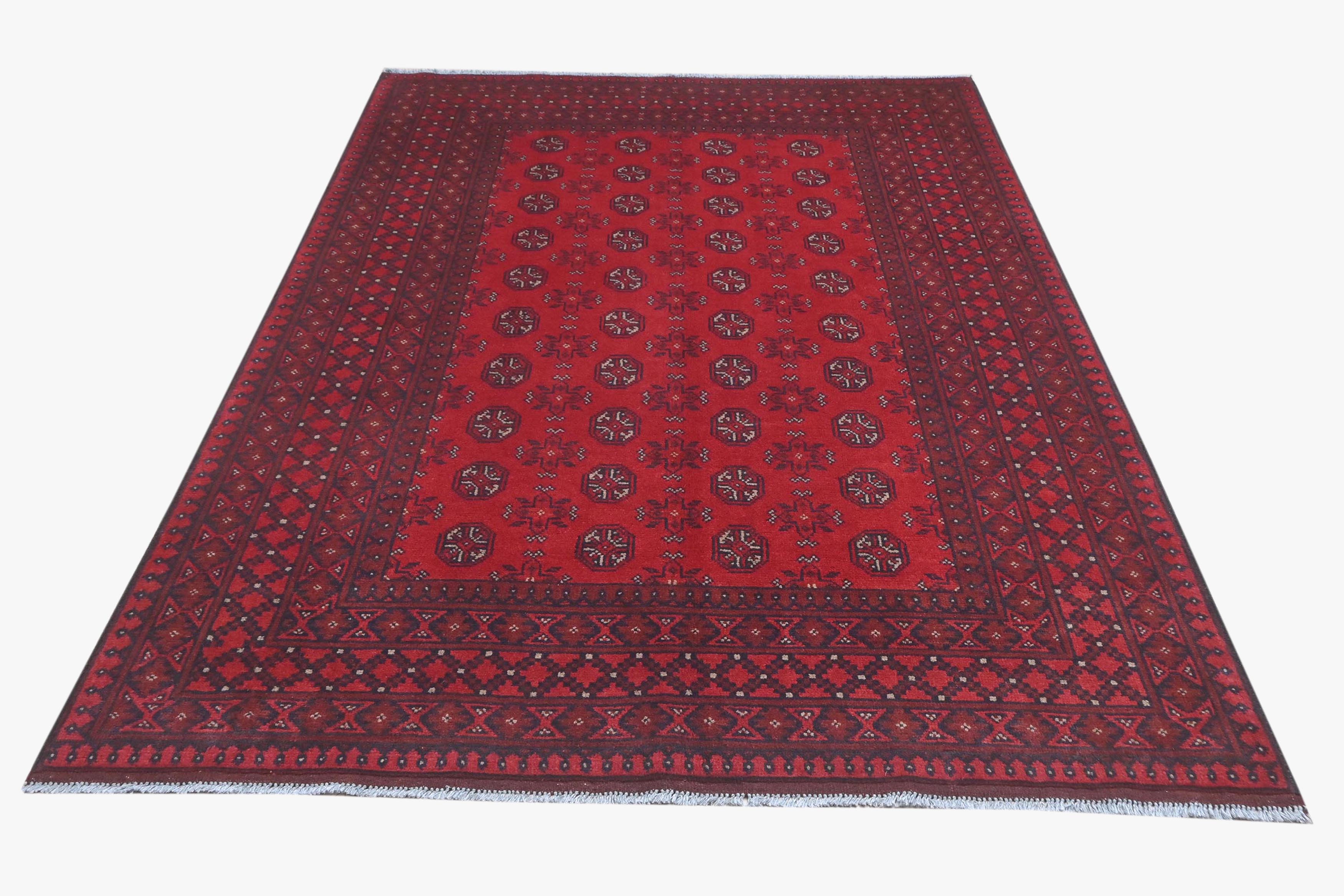 Red Afghan Red Rug PC 57763 - 2.27m X 1.68m