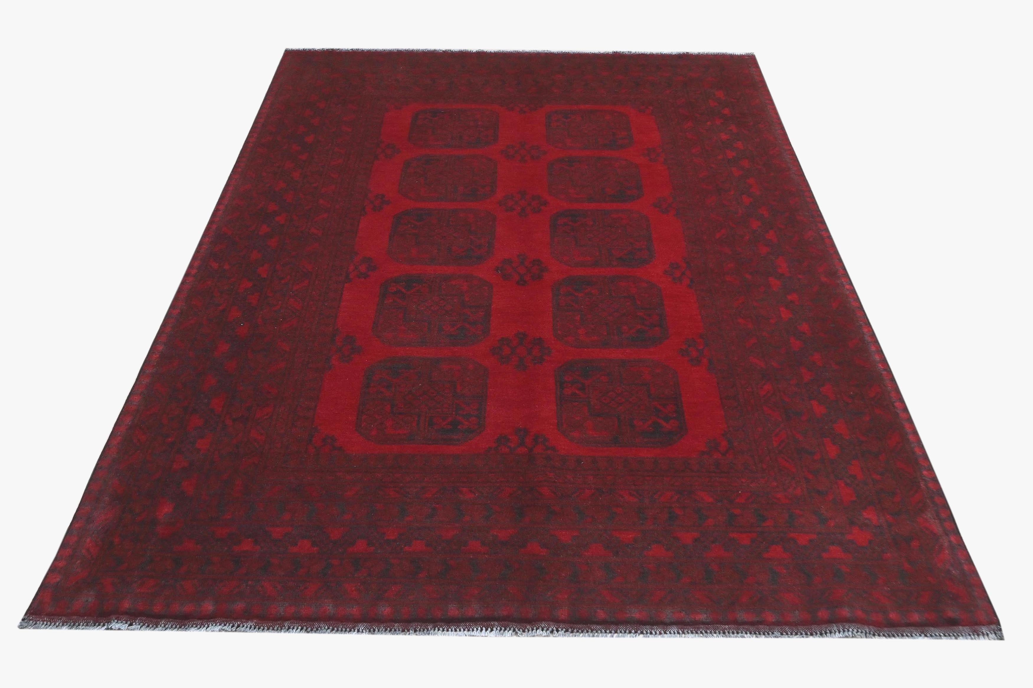 Red Afghan Red Rug PC 57759 - 2.33m X 1.61m