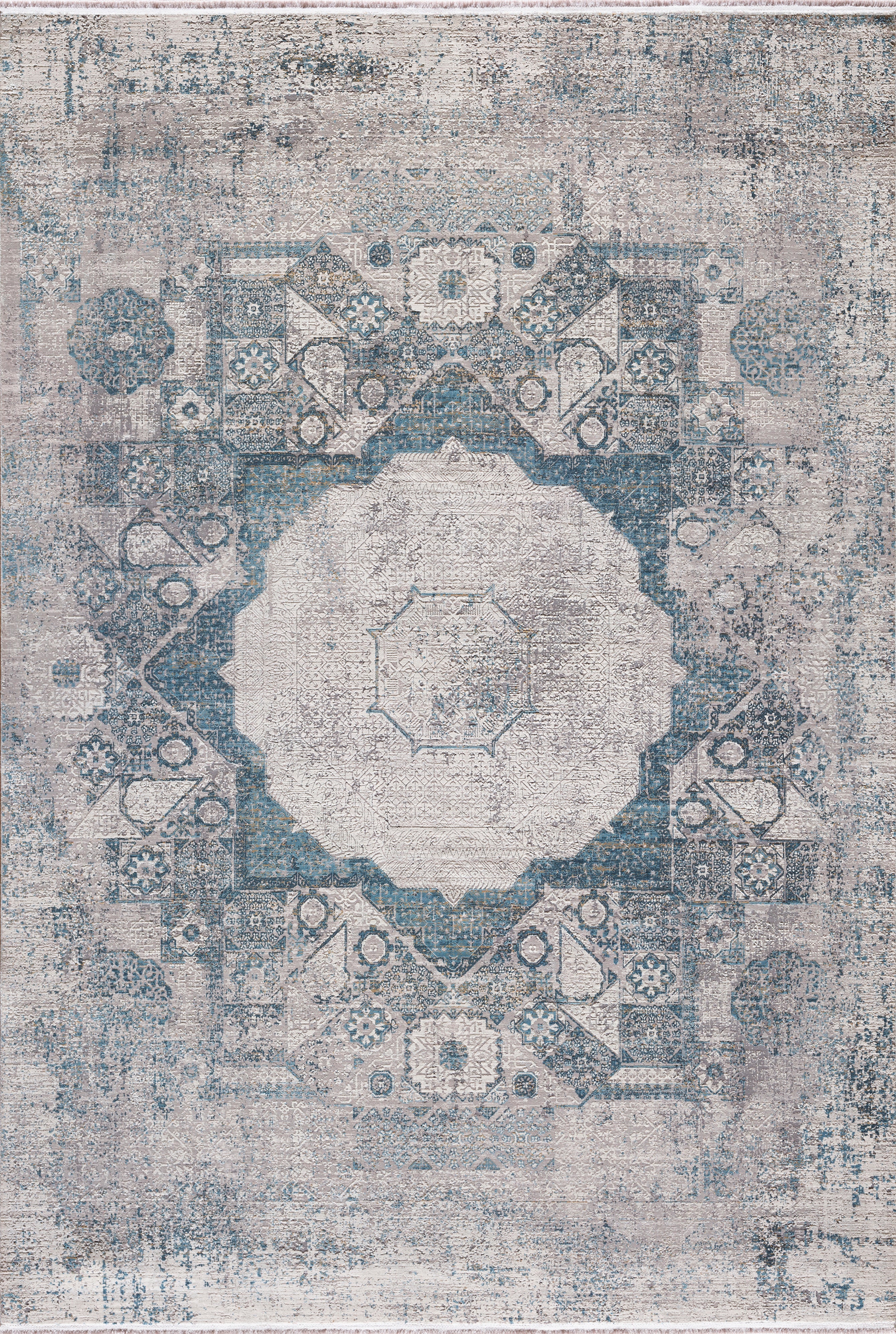 Toros Distressed Mamluk Blue Rug