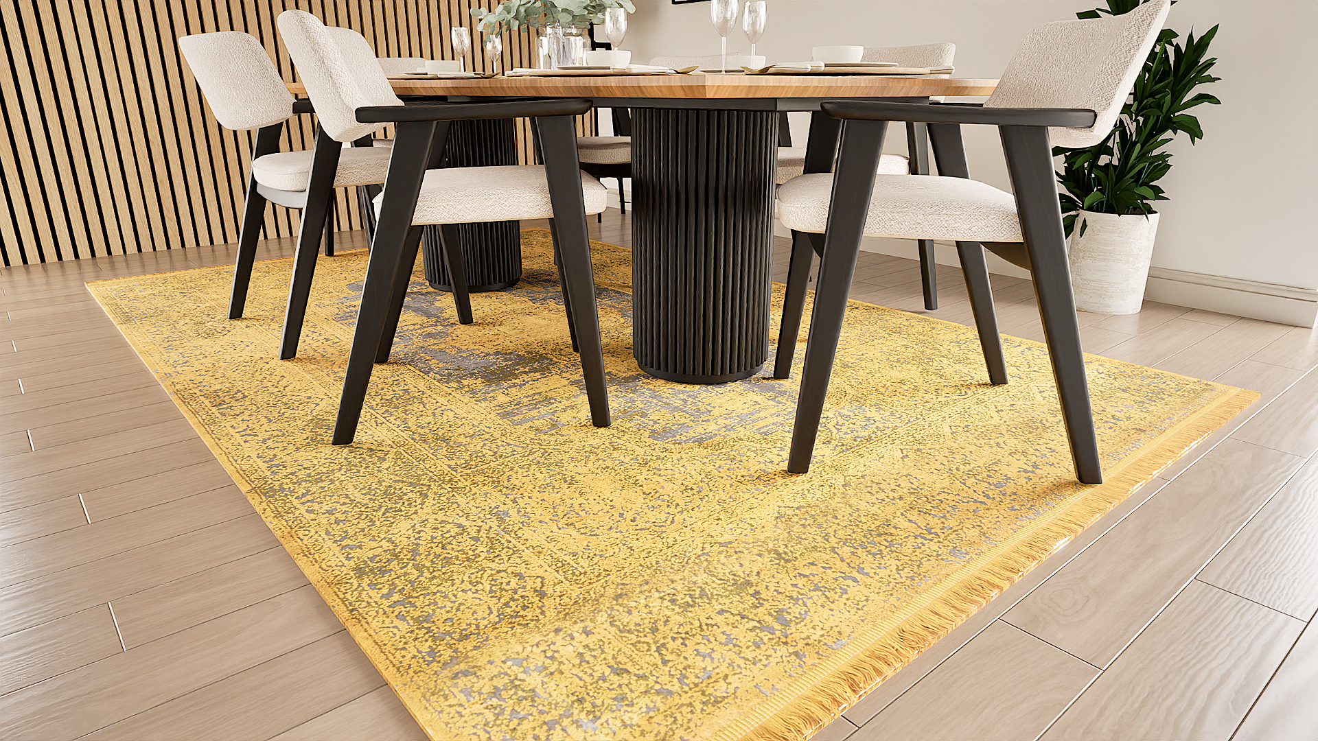 Toros Distressed Medallion Gold Overdyed Rug