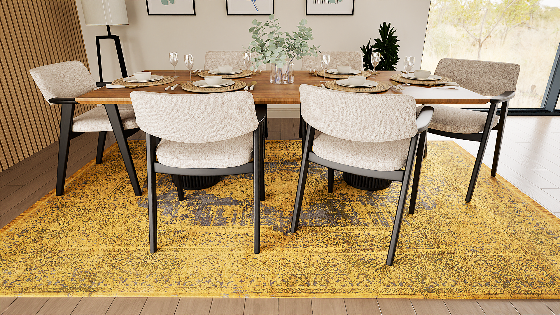 Toros Distressed Medallion Gold Overdyed Rug