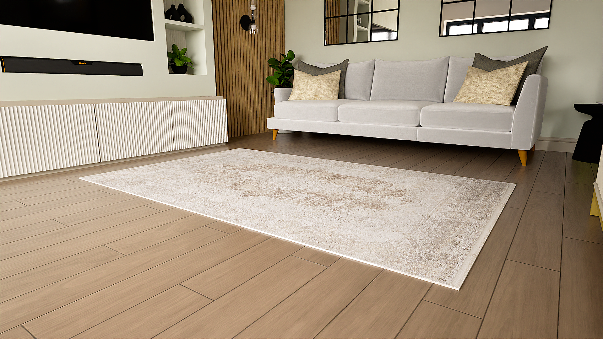 Toros Distressed Medallion Natural Rug