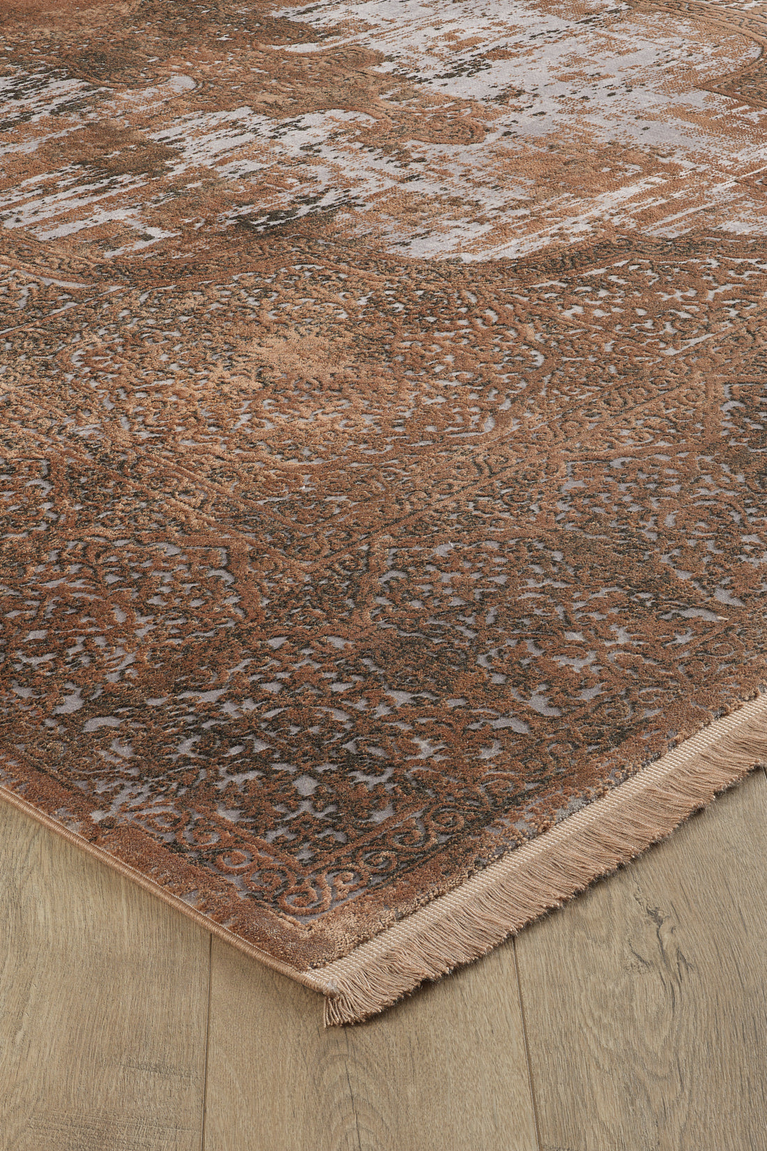 Toros Distressed Medallion Copper Overdyed Rug
