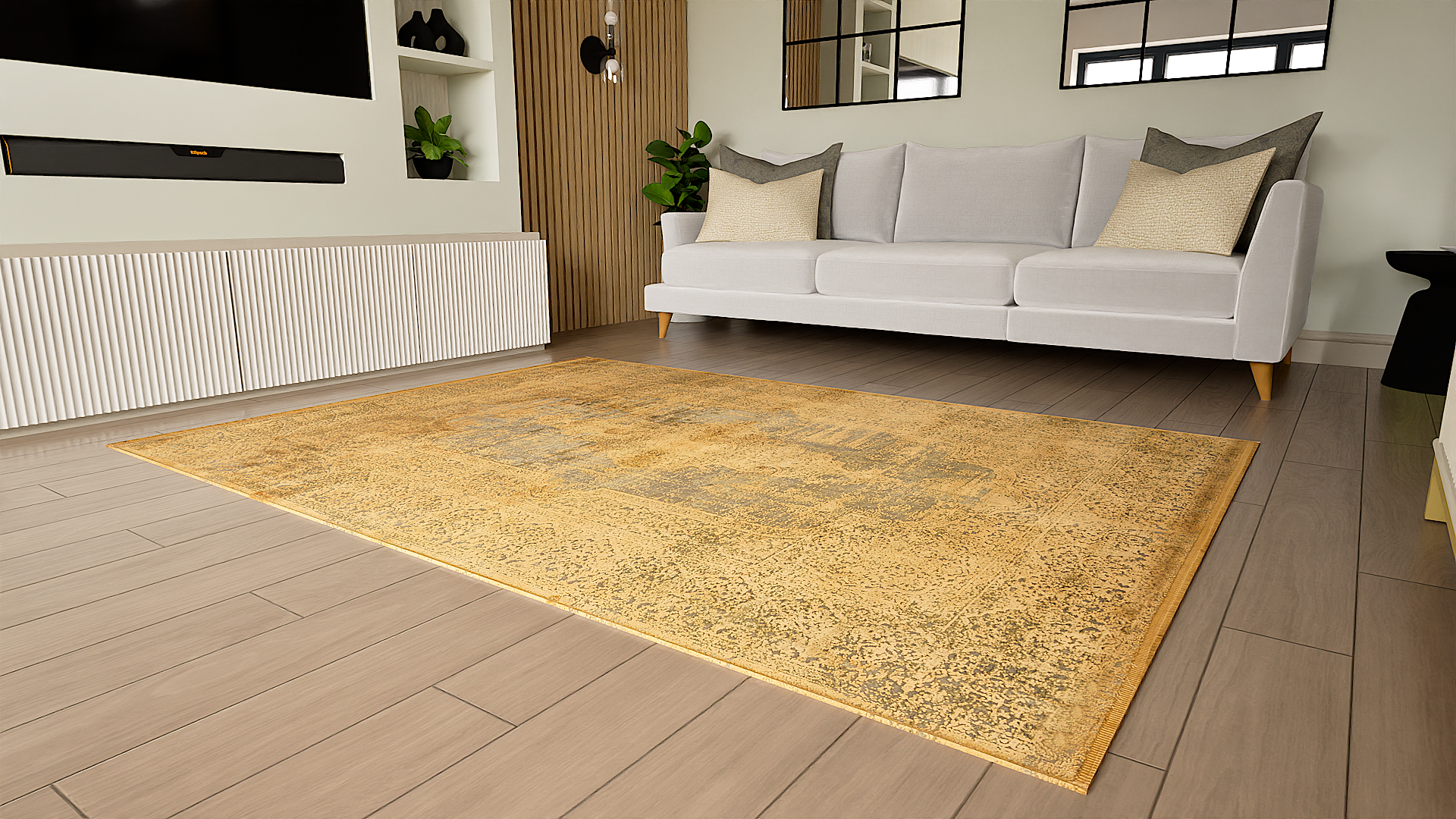 Toros Distressed Medallion Copper Overdyed Rug