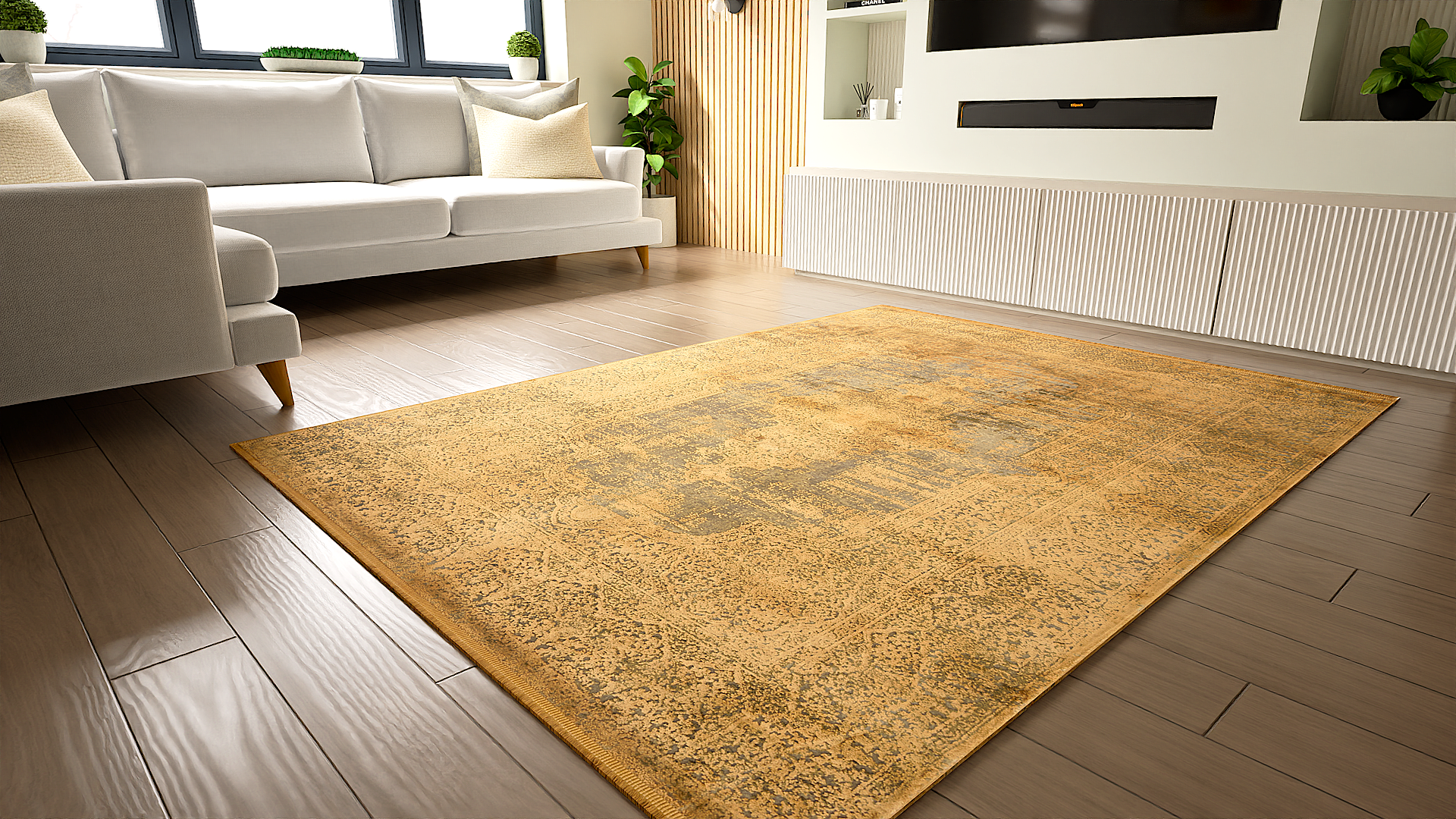 Toros Distressed Medallion Copper Overdyed Rug