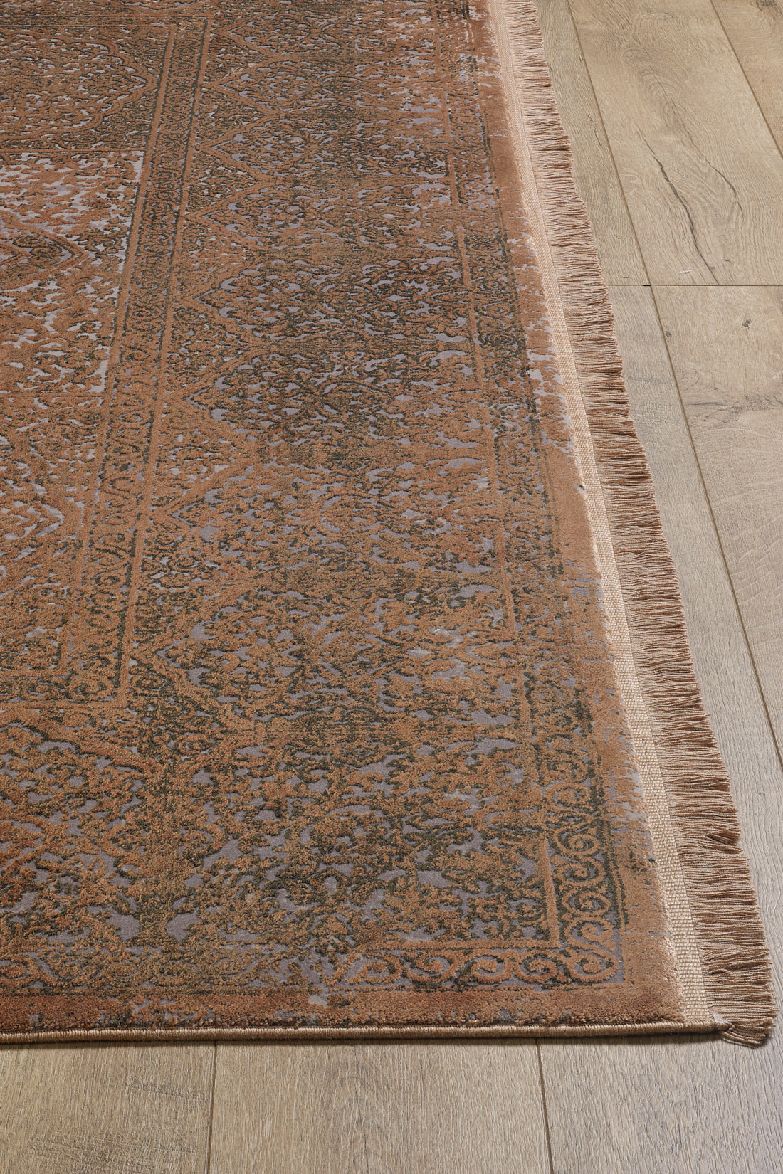 Toros Distressed Medallion Copper Overdyed Rug