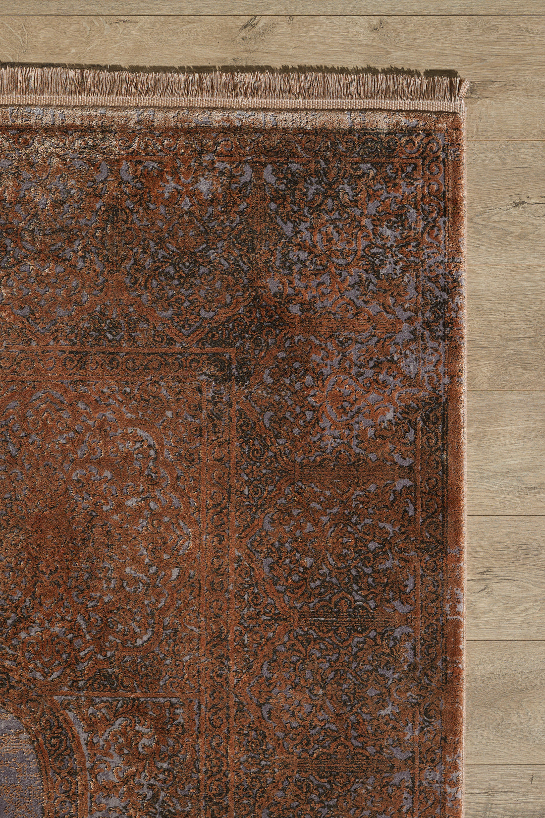 Toros Distressed Medallion Copper Overdyed Rug