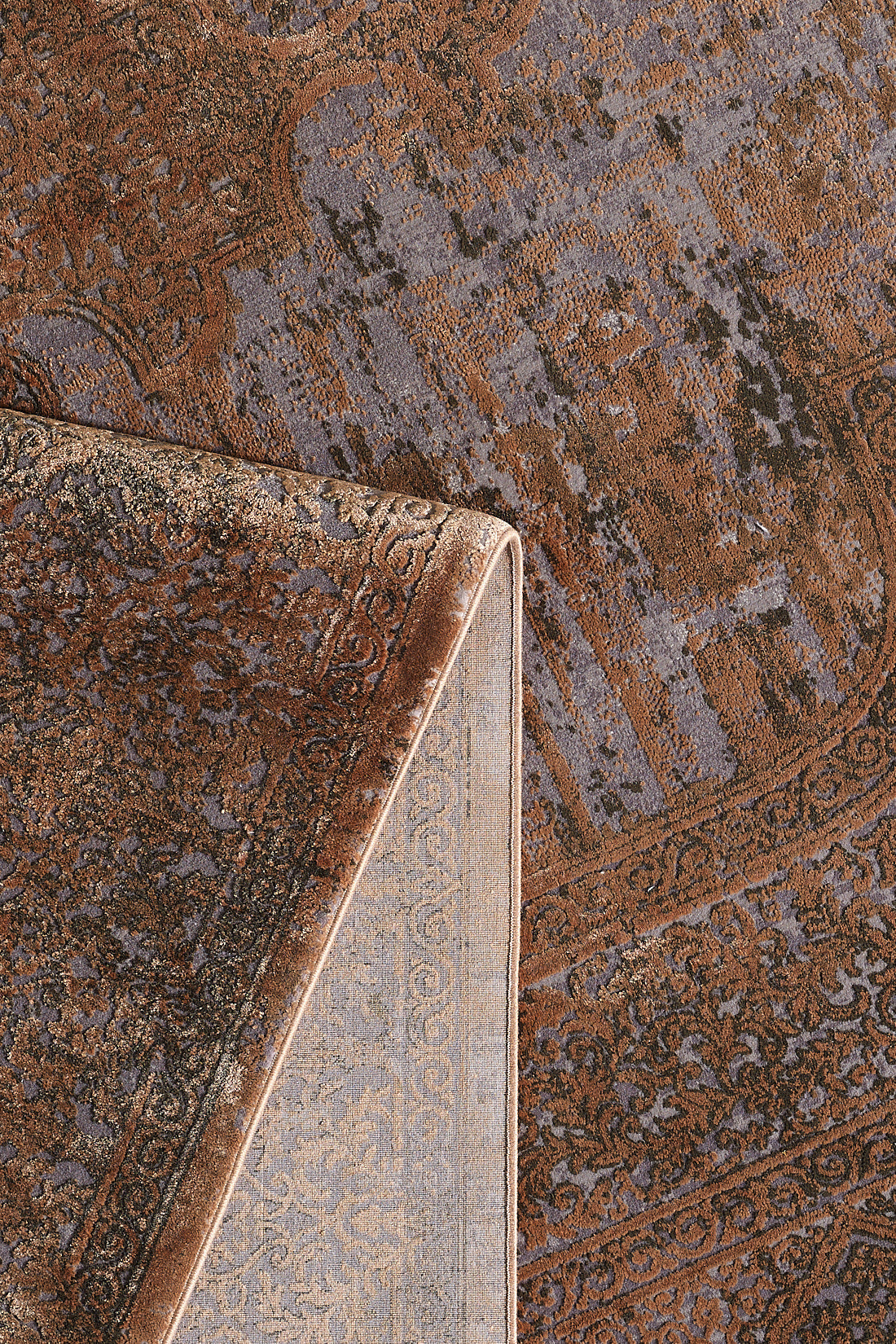 Toros Distressed Medallion Copper Overdyed Rug