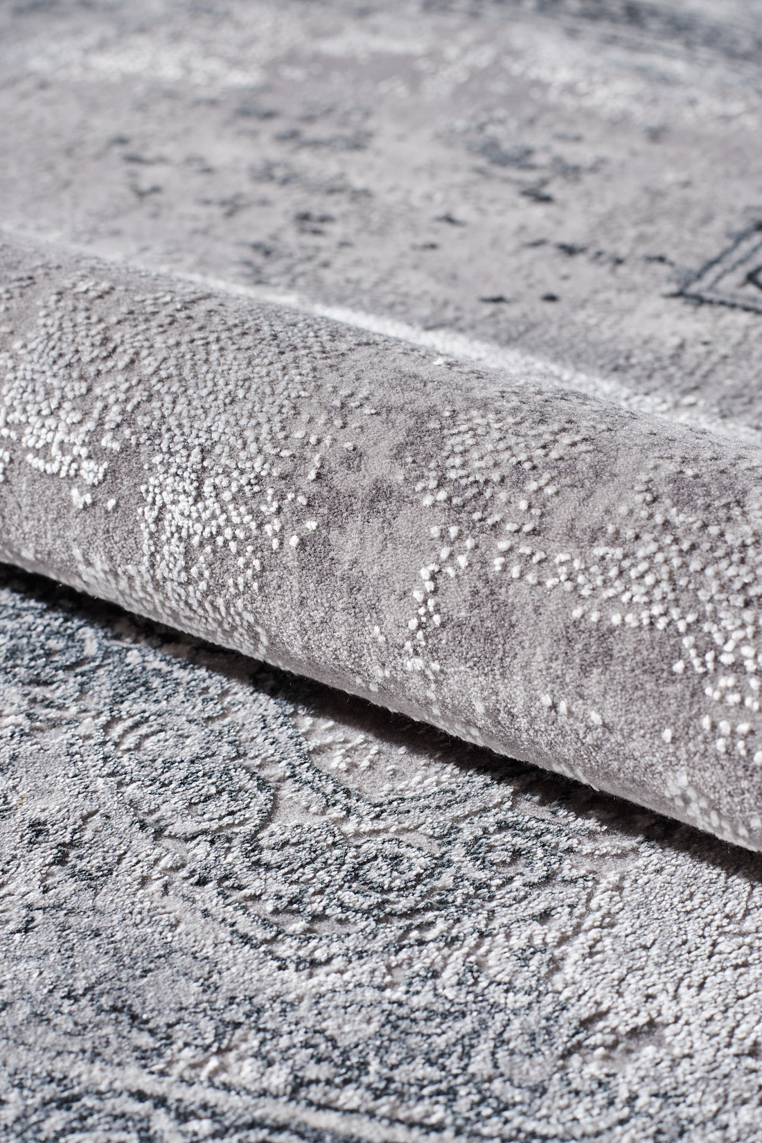 Toros Distressed Medallion Frost Grey Overdyed Rug