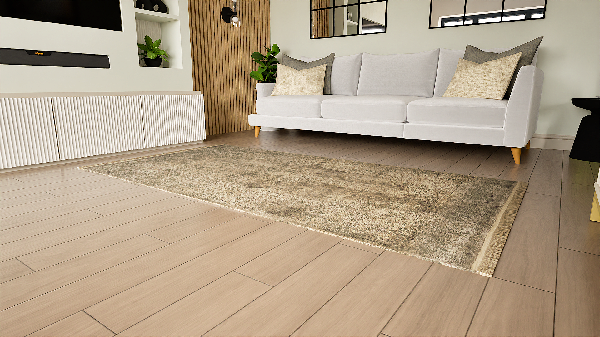 Toros Distressed Medallion Mink Overdyed Rug