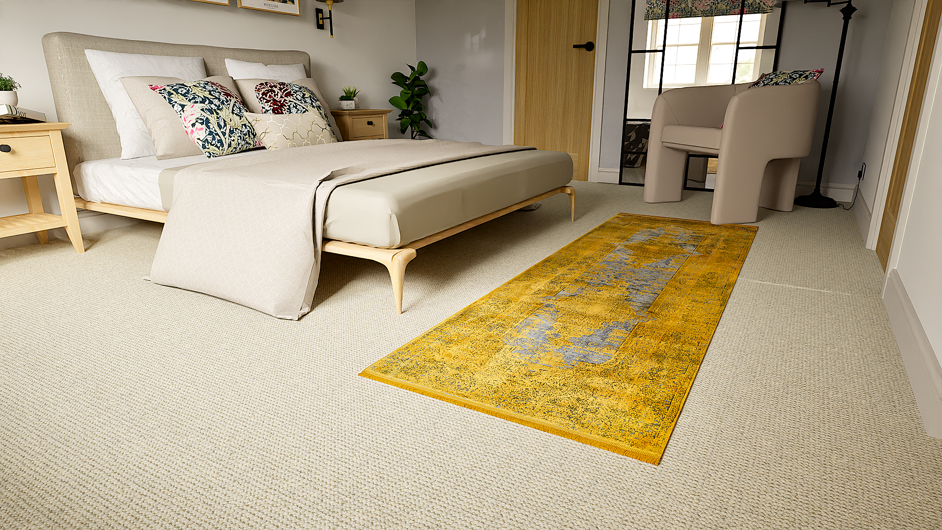 Toros Distressed Medallion Gold Overdyed Runner Rug