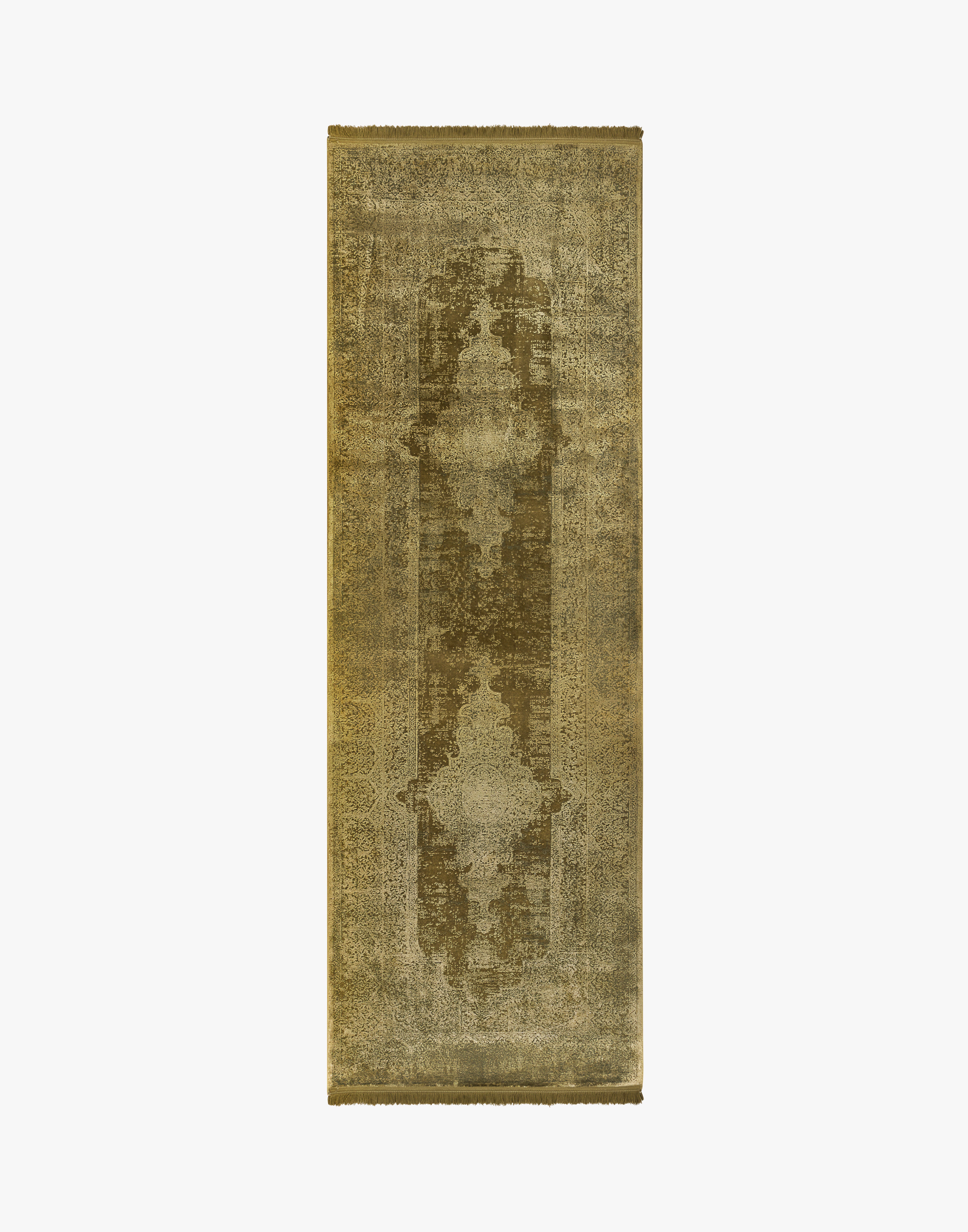 Toros Distressed Medallion Mink Overdyed Runner Rug