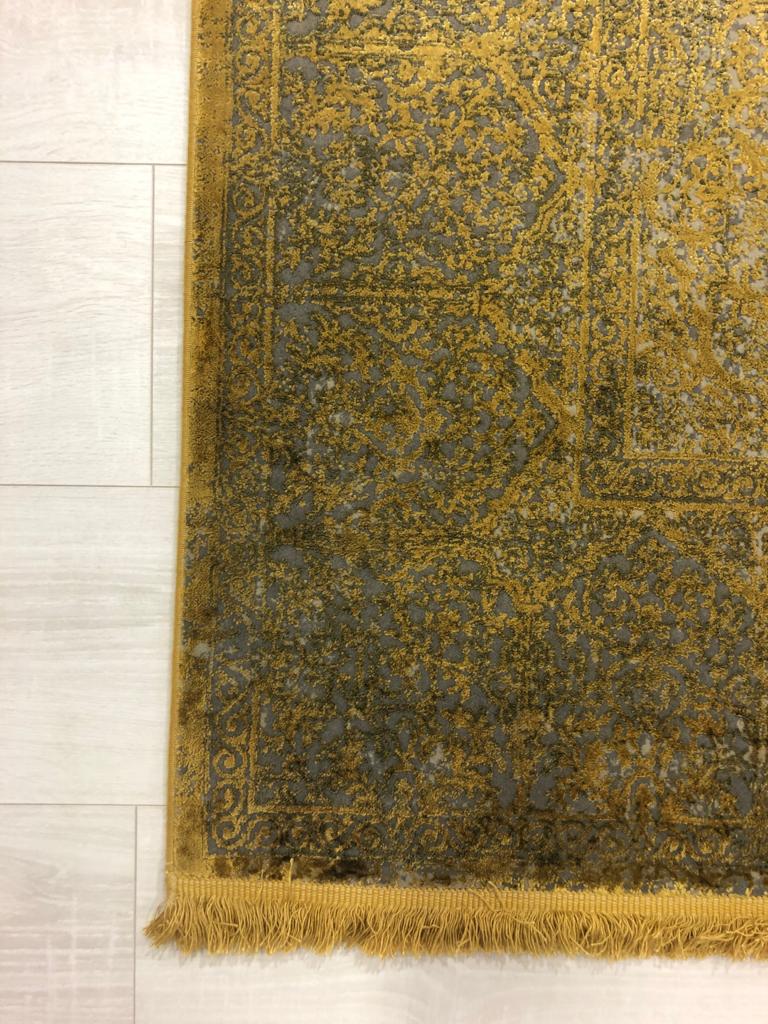 Toros Distressed Medallion Gold Overdyed Rug