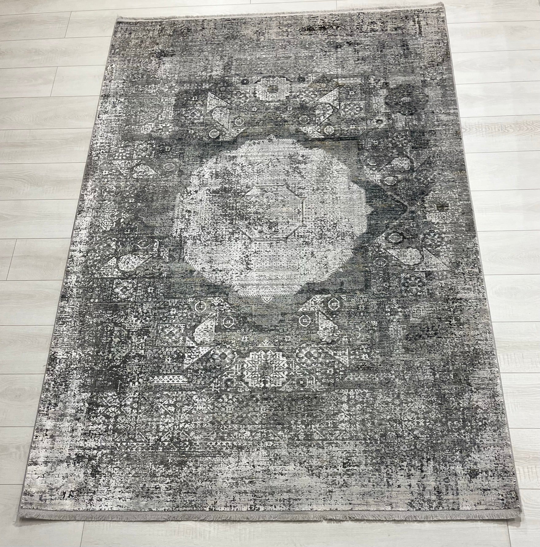 Toros Distressed Mamluk Silver Rug