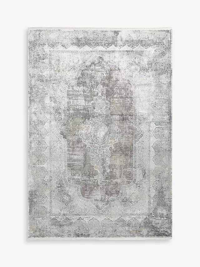 Toros Distressed Medallion Frost Grey Overdyed Rug