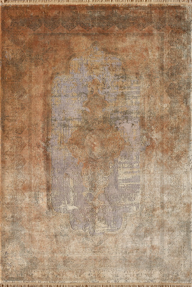 Toros Distressed Medallion Copper Overdyed Rug