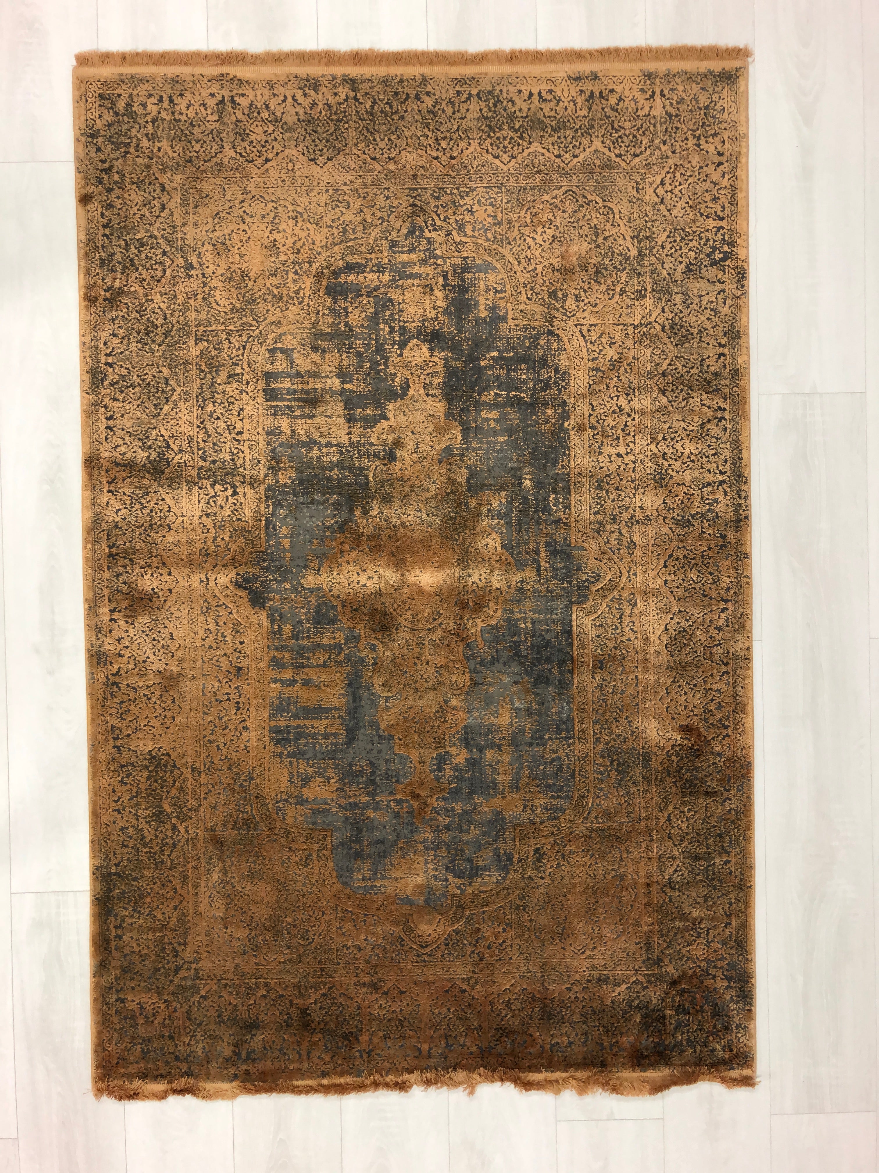 Toros Distressed Medallion Copper Overdyed Rug
