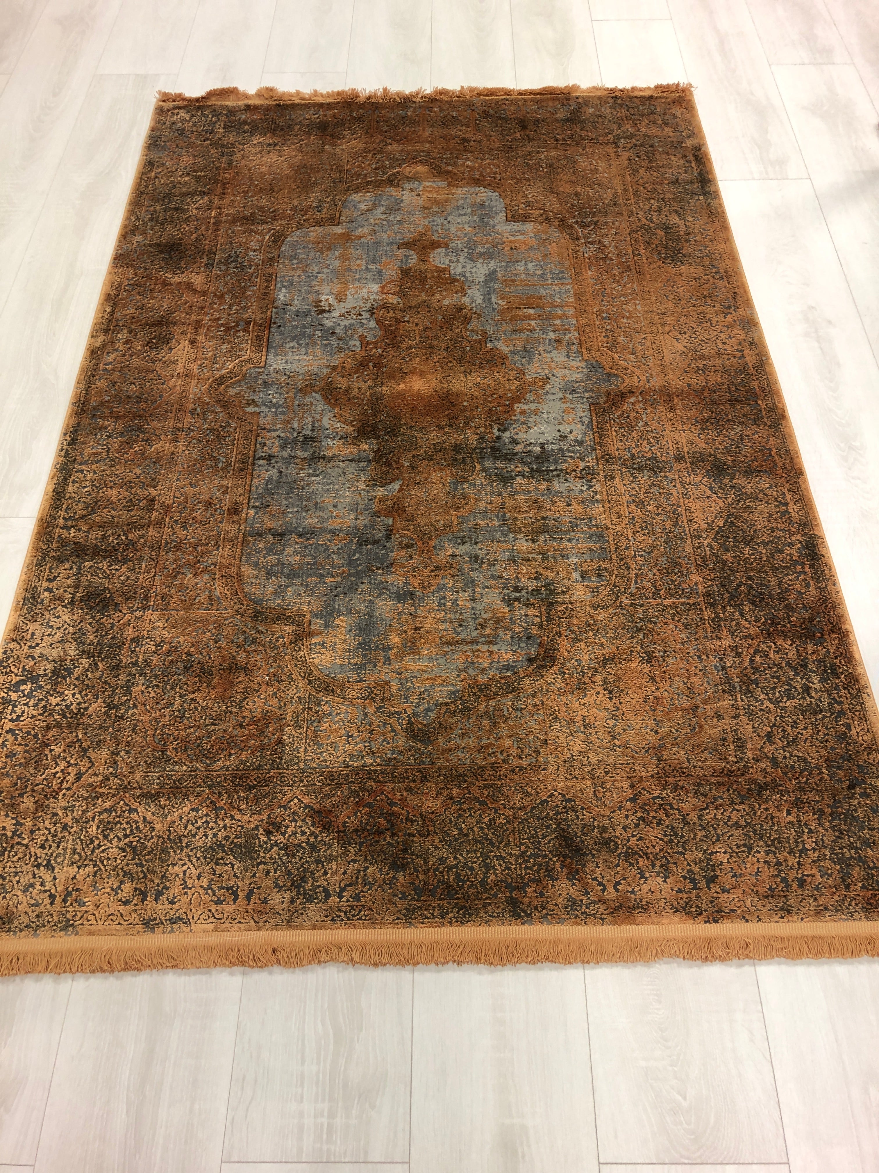 Toros Distressed Medallion Copper Overdyed Rug
