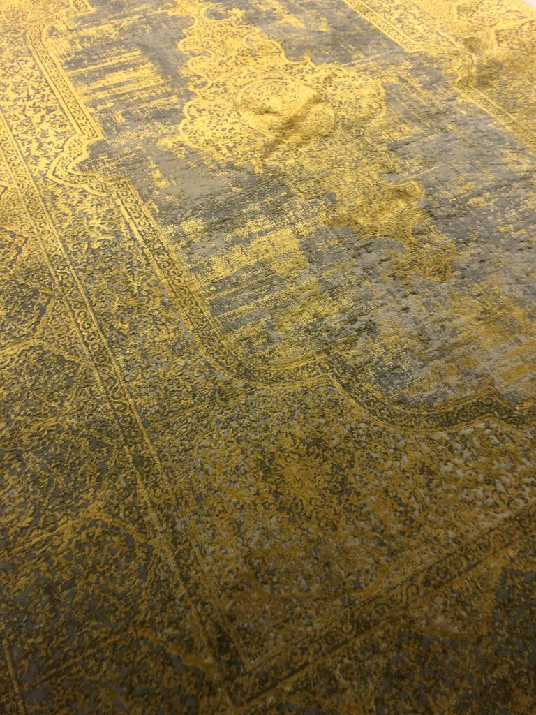 Toros Distressed Medallion Gold Overdyed Rug