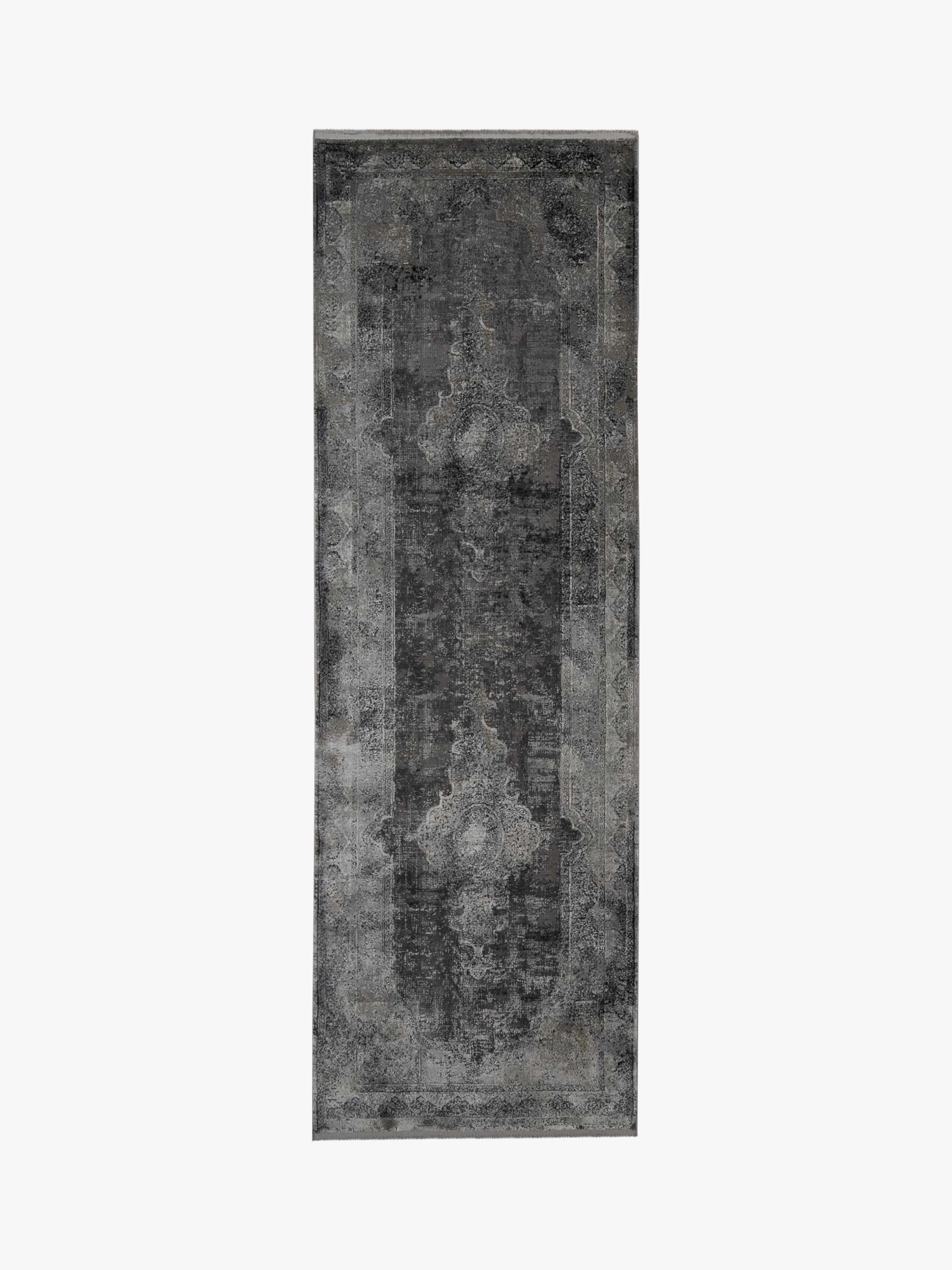 Toros Distressed Medallion Frost Grey Overdyed Rug