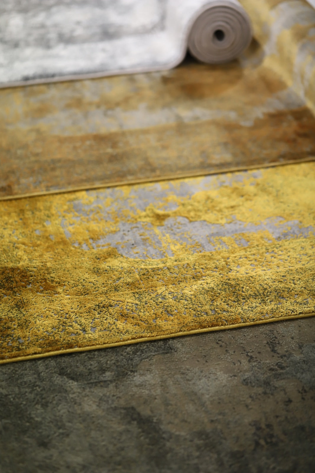 Toros Distressed Medallion Gold Overdyed Rug