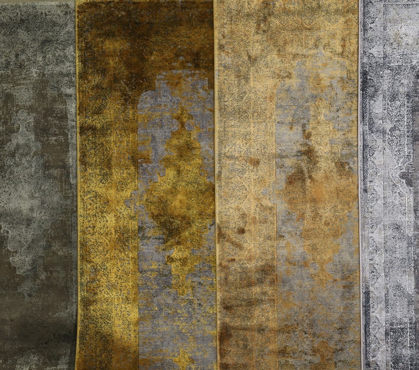 Toros Distressed Medallion Gold Overdyed Rug