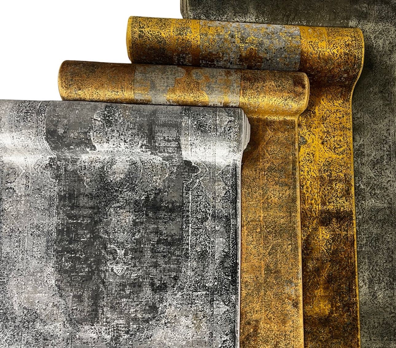 Toros Distressed Medallion Gold Overdyed Rug