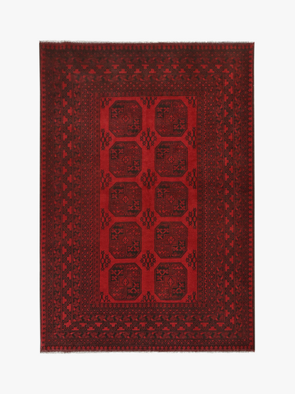 Red Afghan Rug PC 50652 - 2.41m X 1.61m