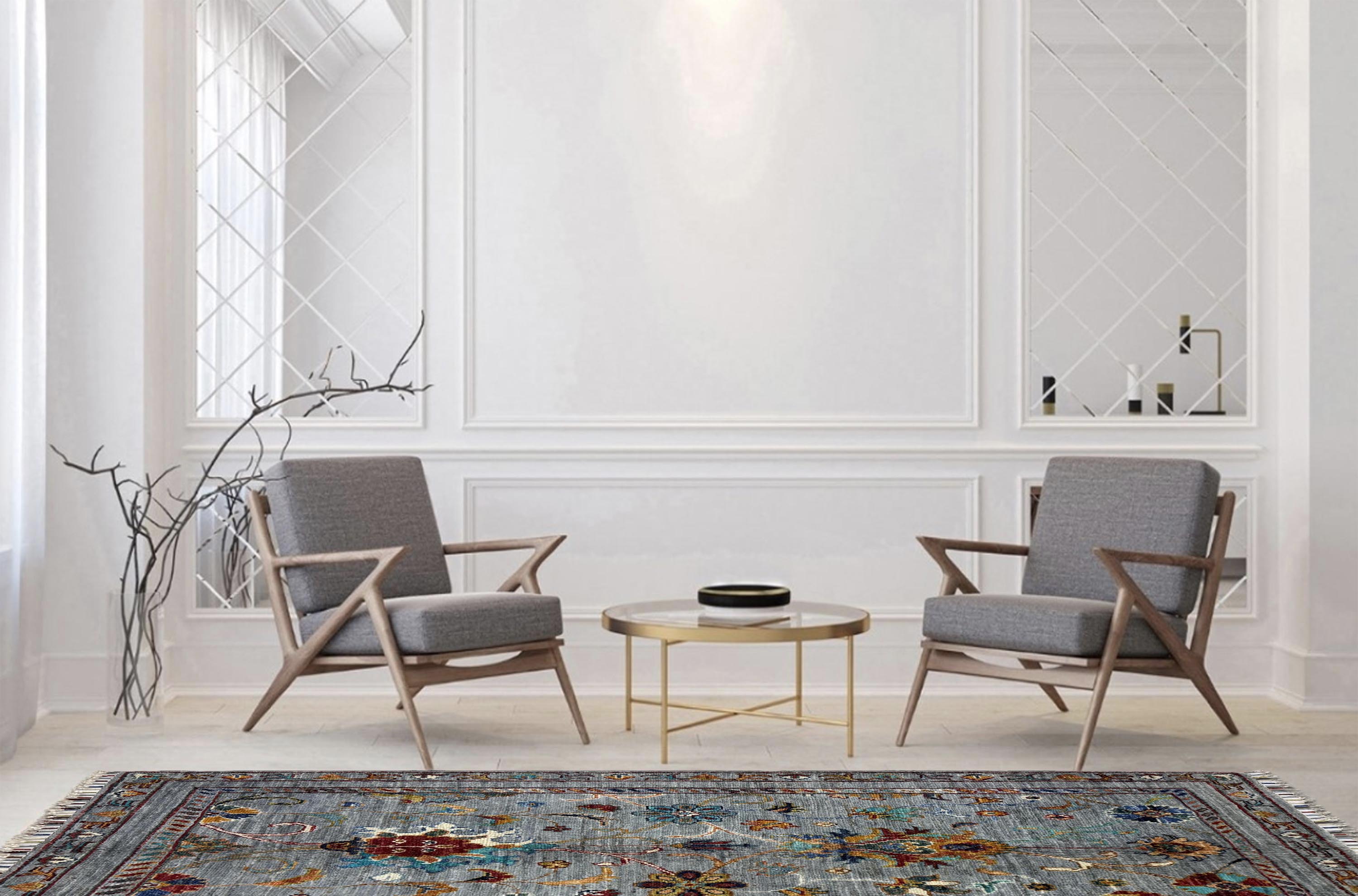 Sultani Grey Rug PC 57412 - 1.24m X 0.85m