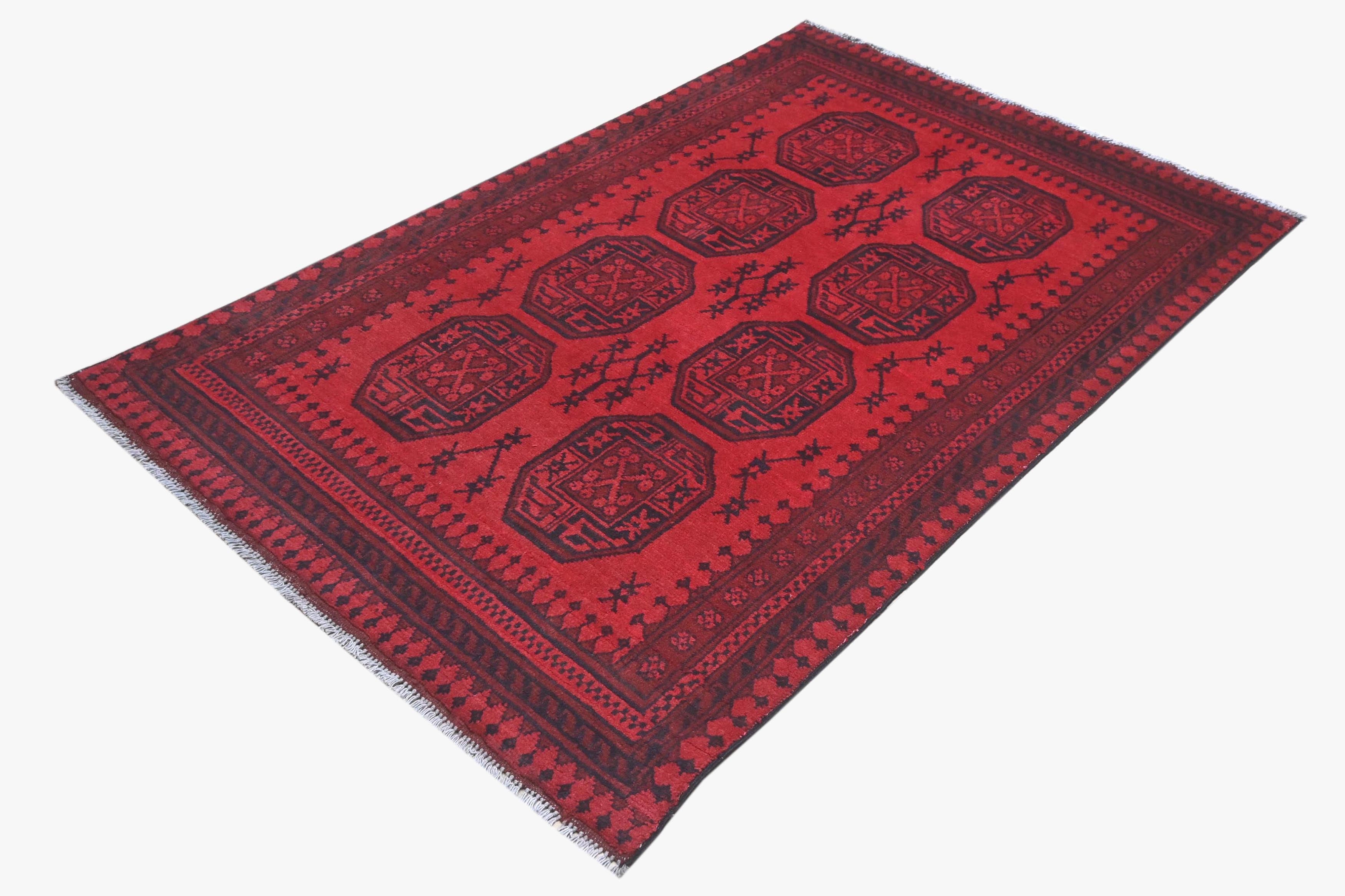 Red Afghan Red Rug PC 57769 - 1.80m X 1.15m