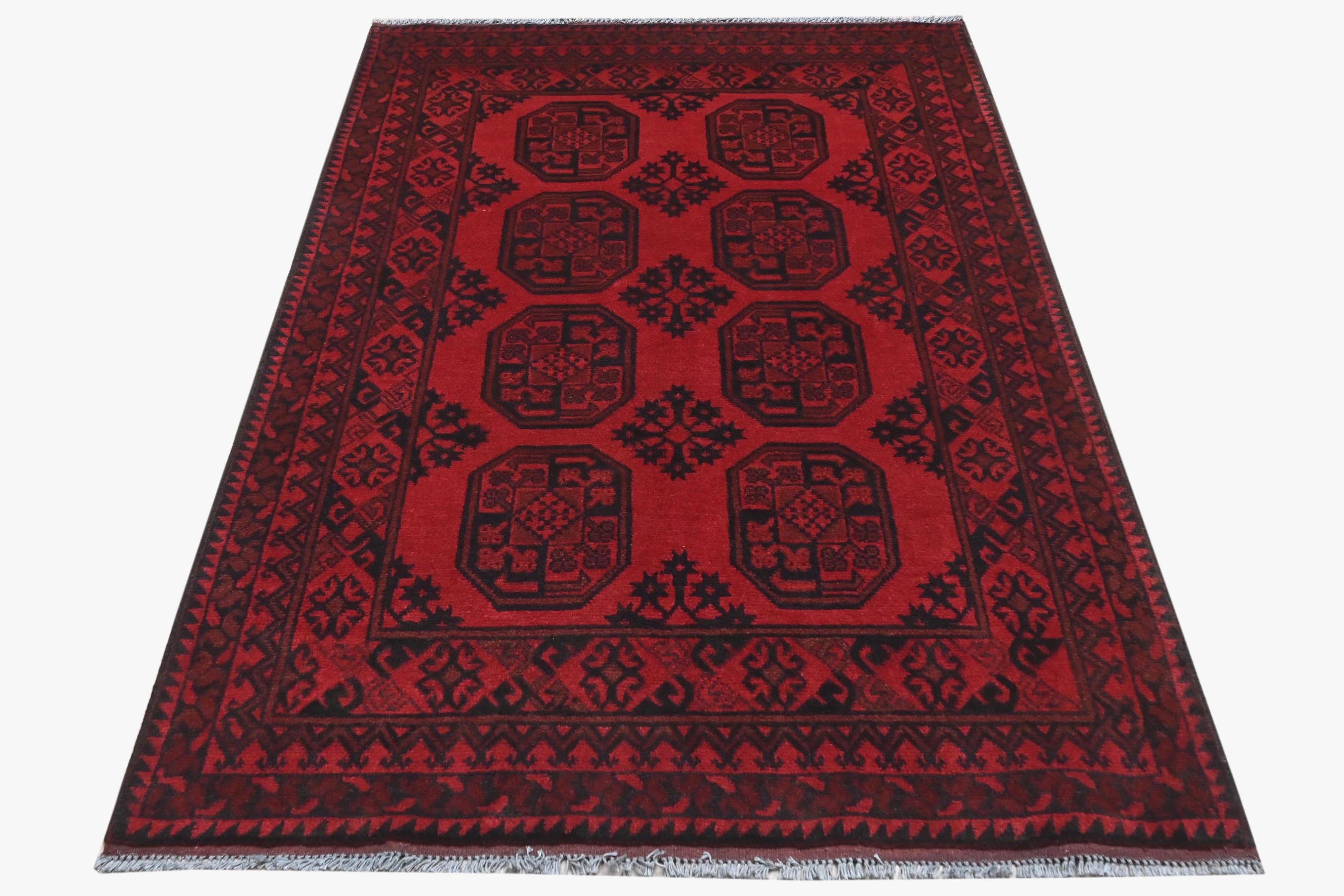 Red Afghan Red Rug PC 57770 - 1.89m X 1.27m
