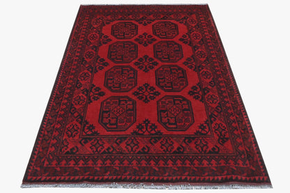 Red Afghan Red Rug PC 57770 - 1.89m X 1.27m