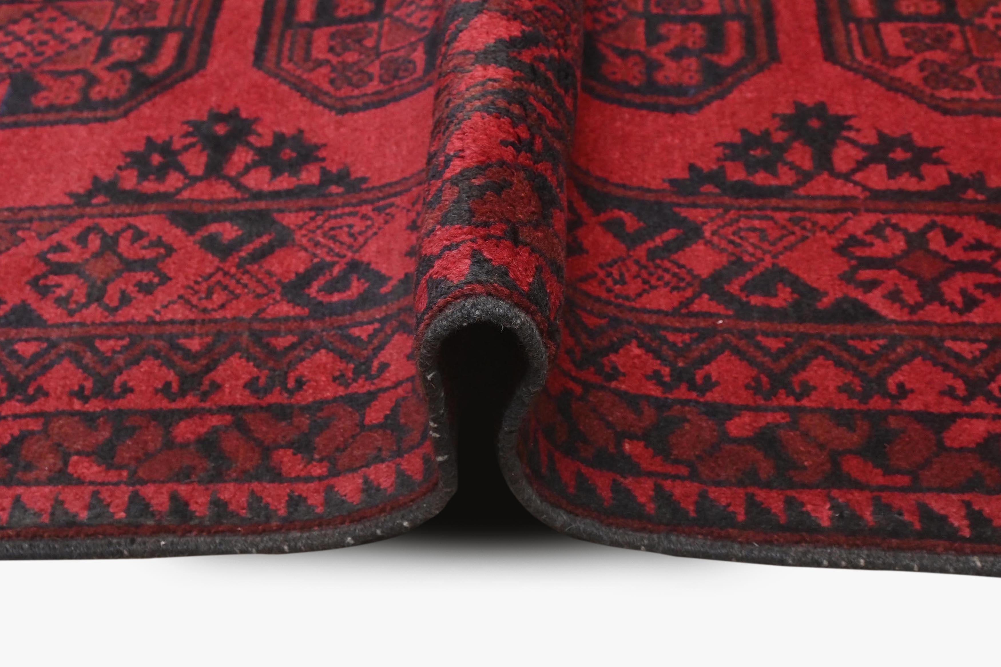 Red Afghan Red Rug PC 57770 - 1.89m X 1.27m