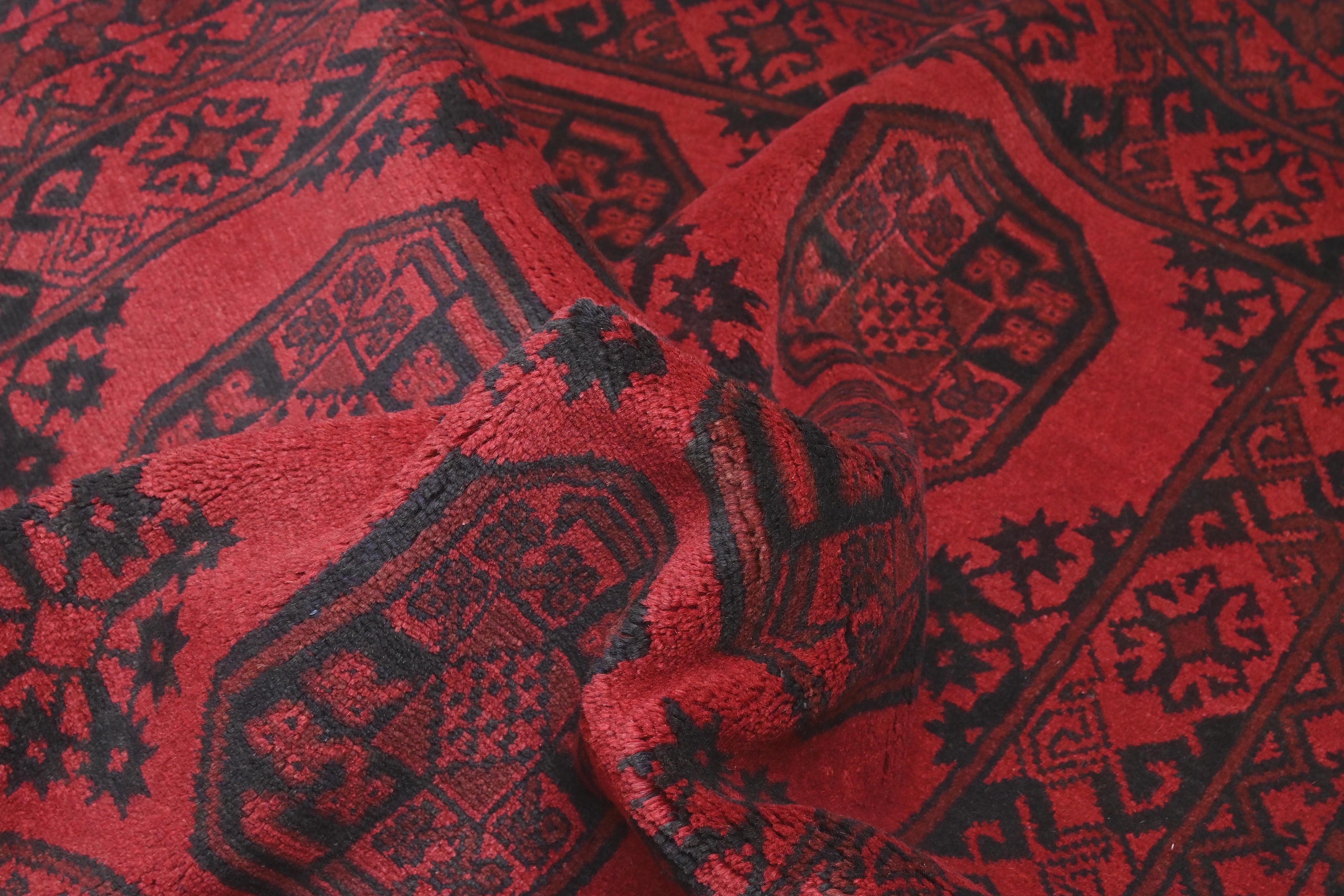 Red Afghan Red Rug PC 57770 - 1.89m X 1.27m