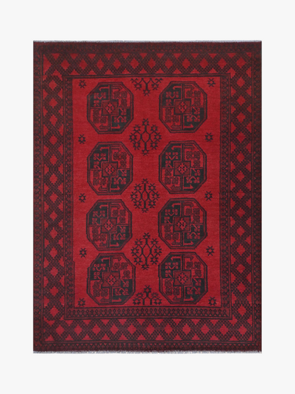 Red Afghan Red Rug PC 57766 - 1.71m X 1.21m