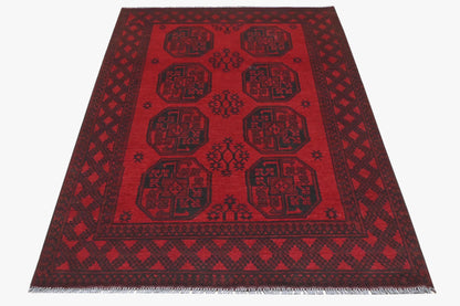 Red Afghan Red Rug PC 57766 - 1.71m X 1.21m