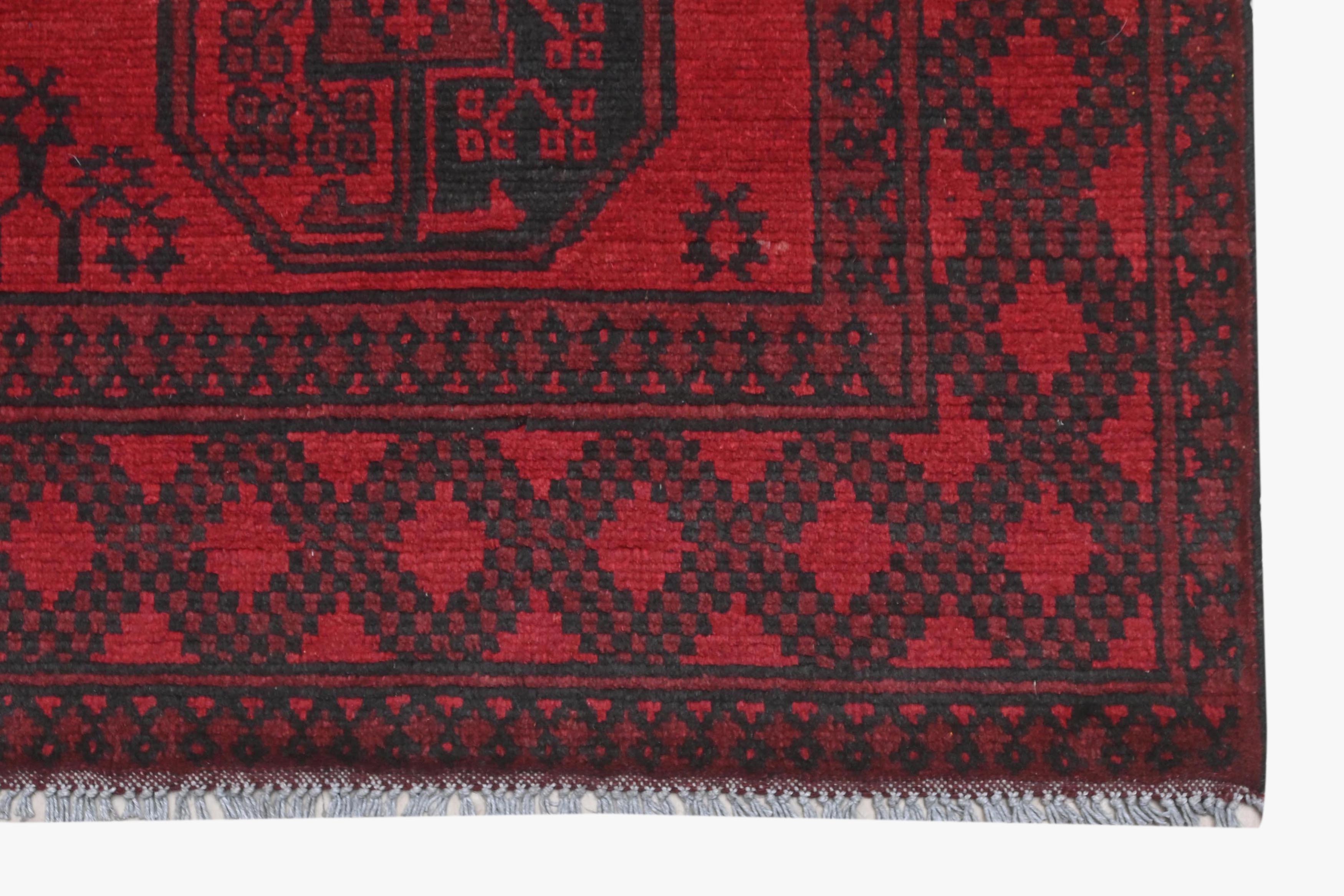 Red Afghan Red Rug PC 57766 - 1.71m X 1.21m