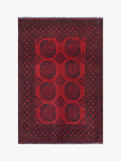 Red Afghan Red Rug PC 57765 - 1.76m X 1.32m