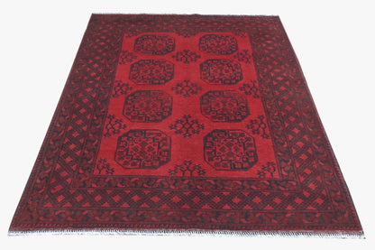 Red Afghan Red Rug PC 57765 - 1.76m X 1.32m