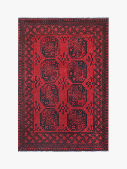 Red Afghan Red Rug PC 57768 - 1.89m X 1.28m